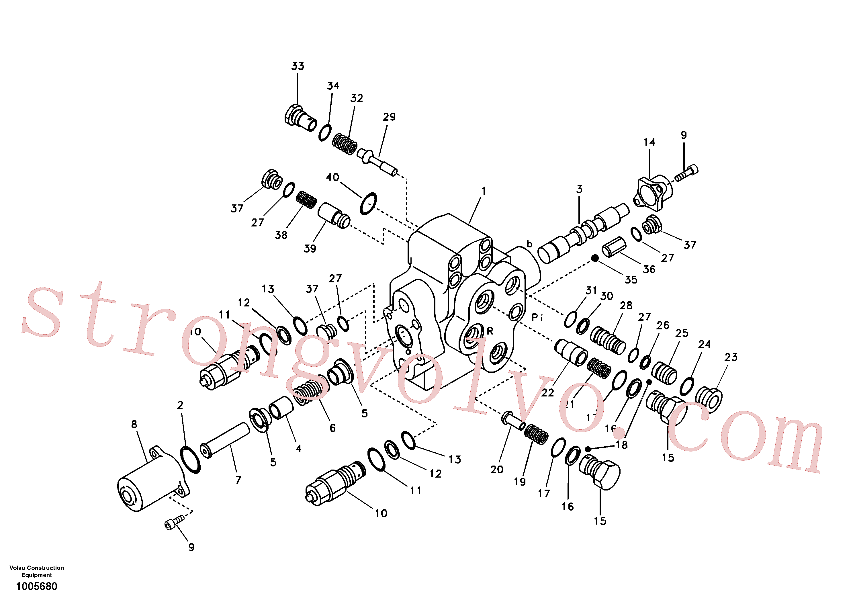 SA8230-11300 Volvo Sistema hidráulico de trabalho, válvula de controlo da lança ajustável(1005680 Montagem)