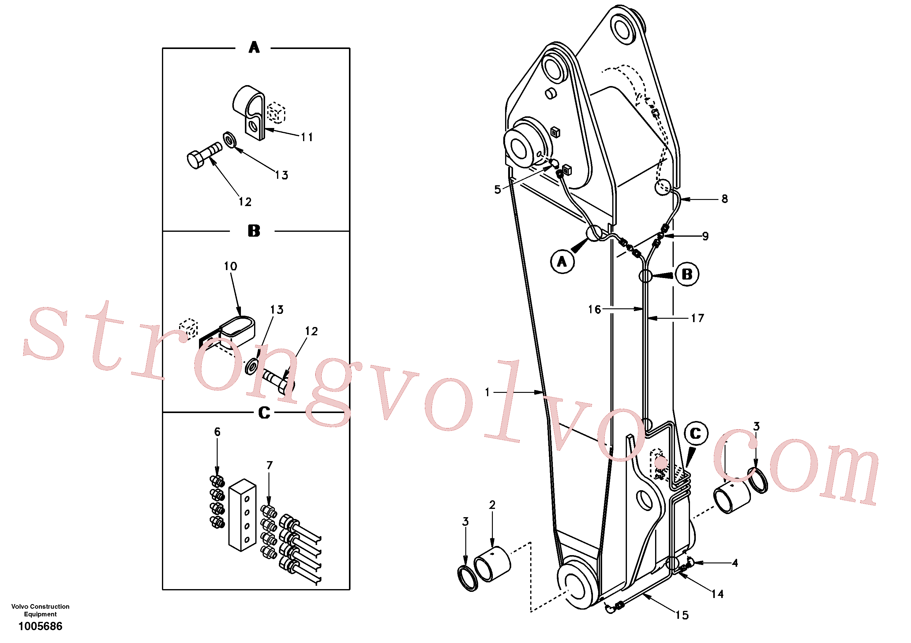 China Made VOE14500237 Boom Volvo Acessórios para escavadeira