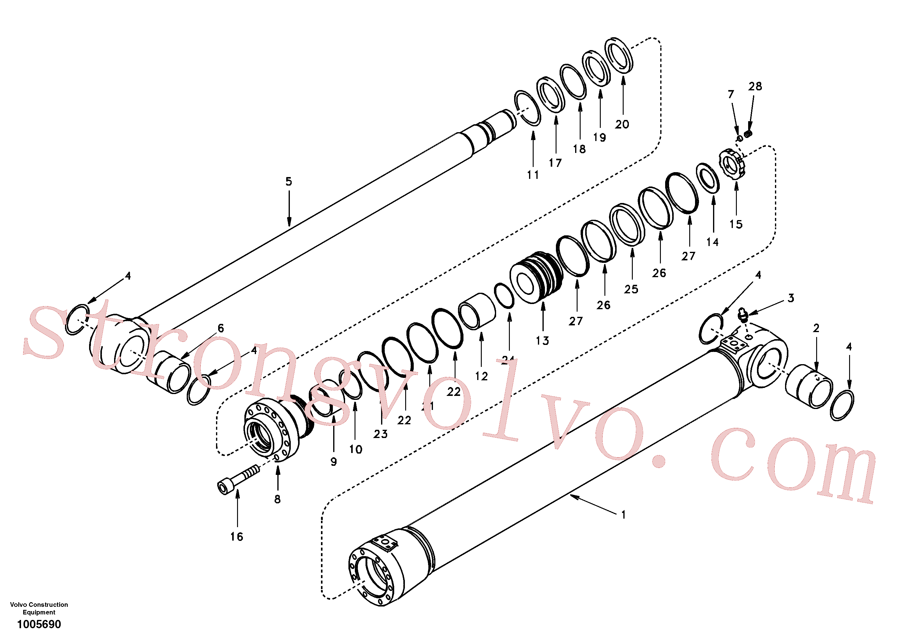 SA9624-11619 Volvo Cilindro da lança(1005690 Montagem)
