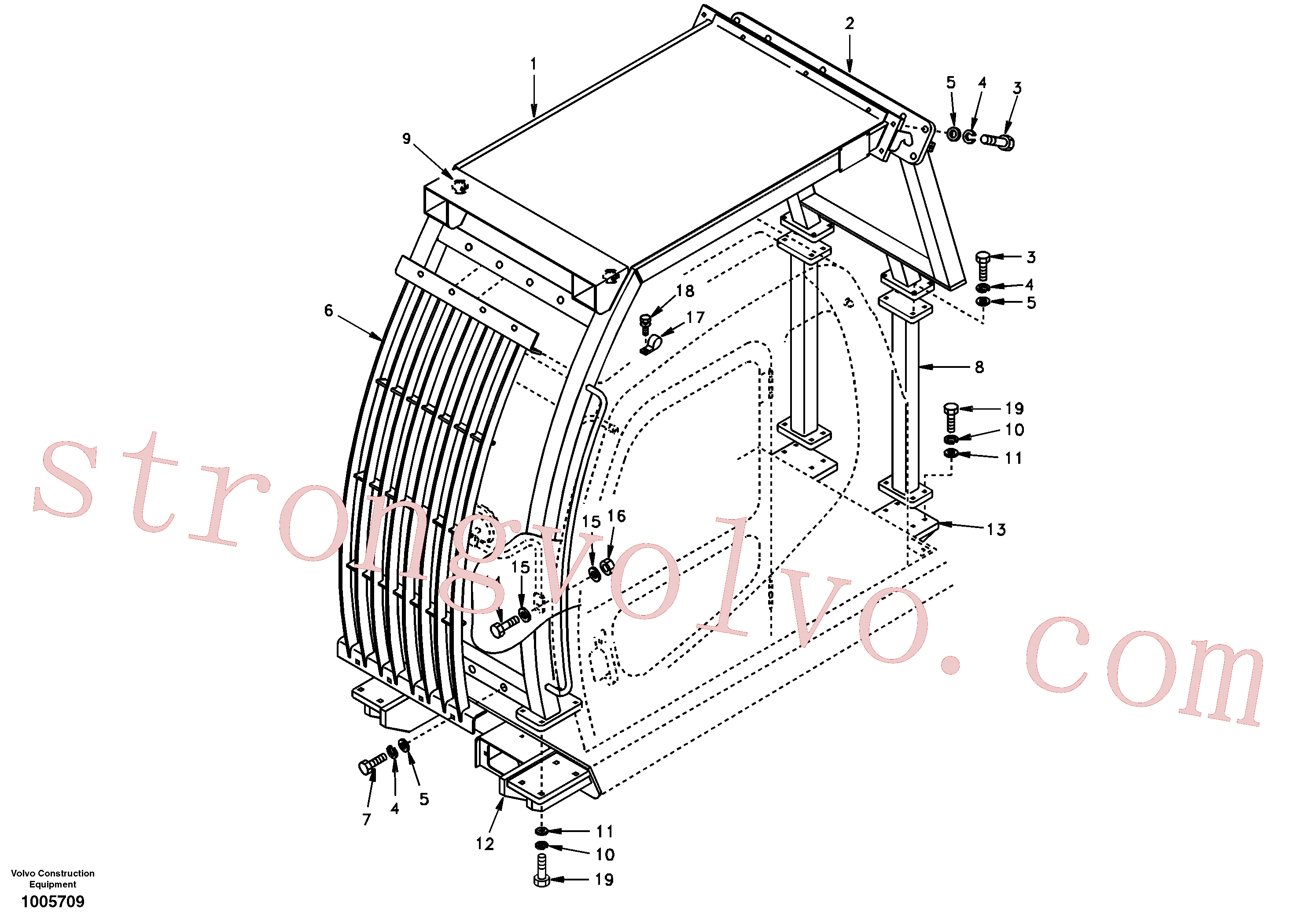 SA9011-21613 Volvo Resguardo contra objectos em queda (FOPS)(1005709 Montagem)