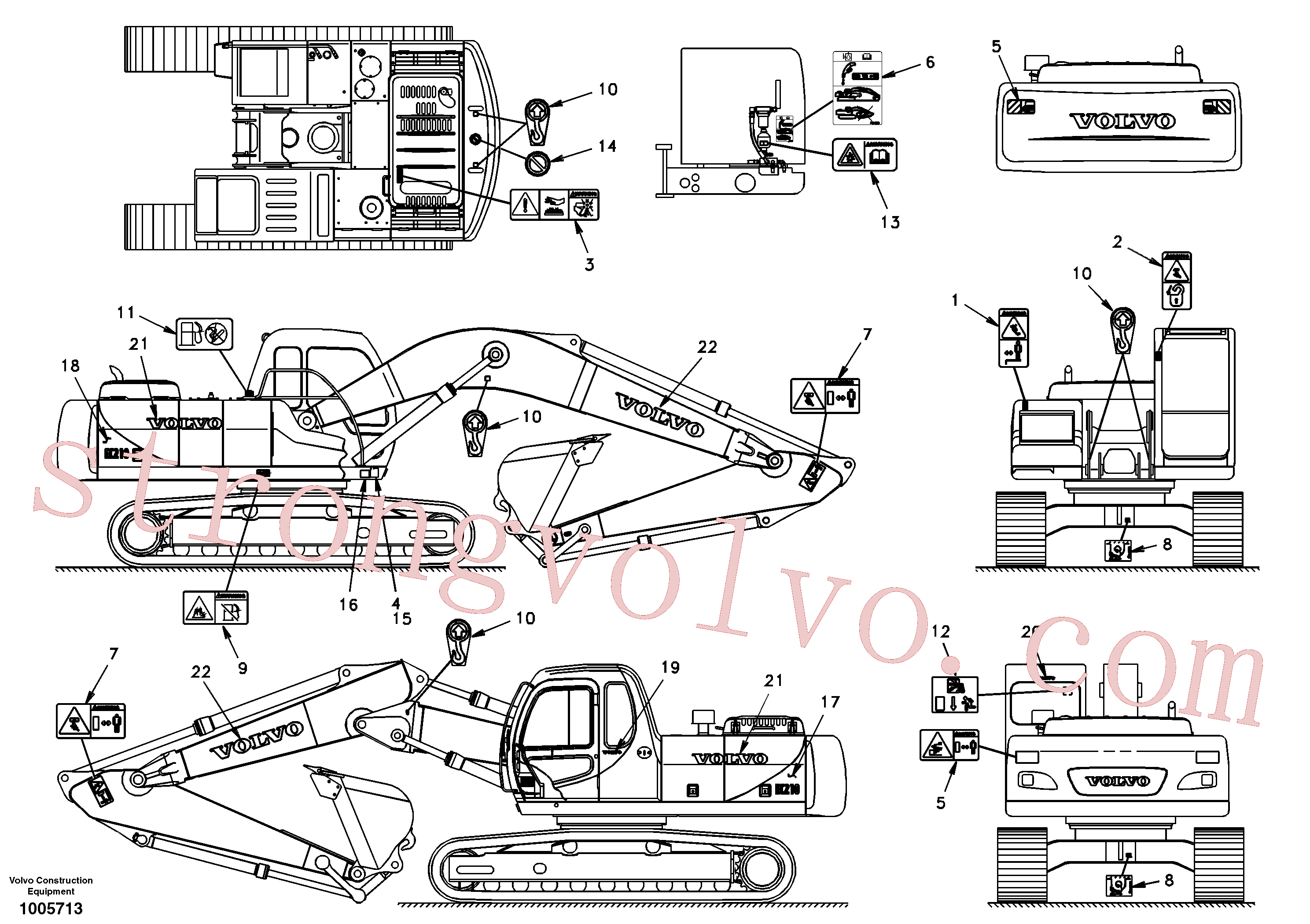 SAP4100152 Volvo Etiqueta adesiva, localização exterior(1005713 Montagem)