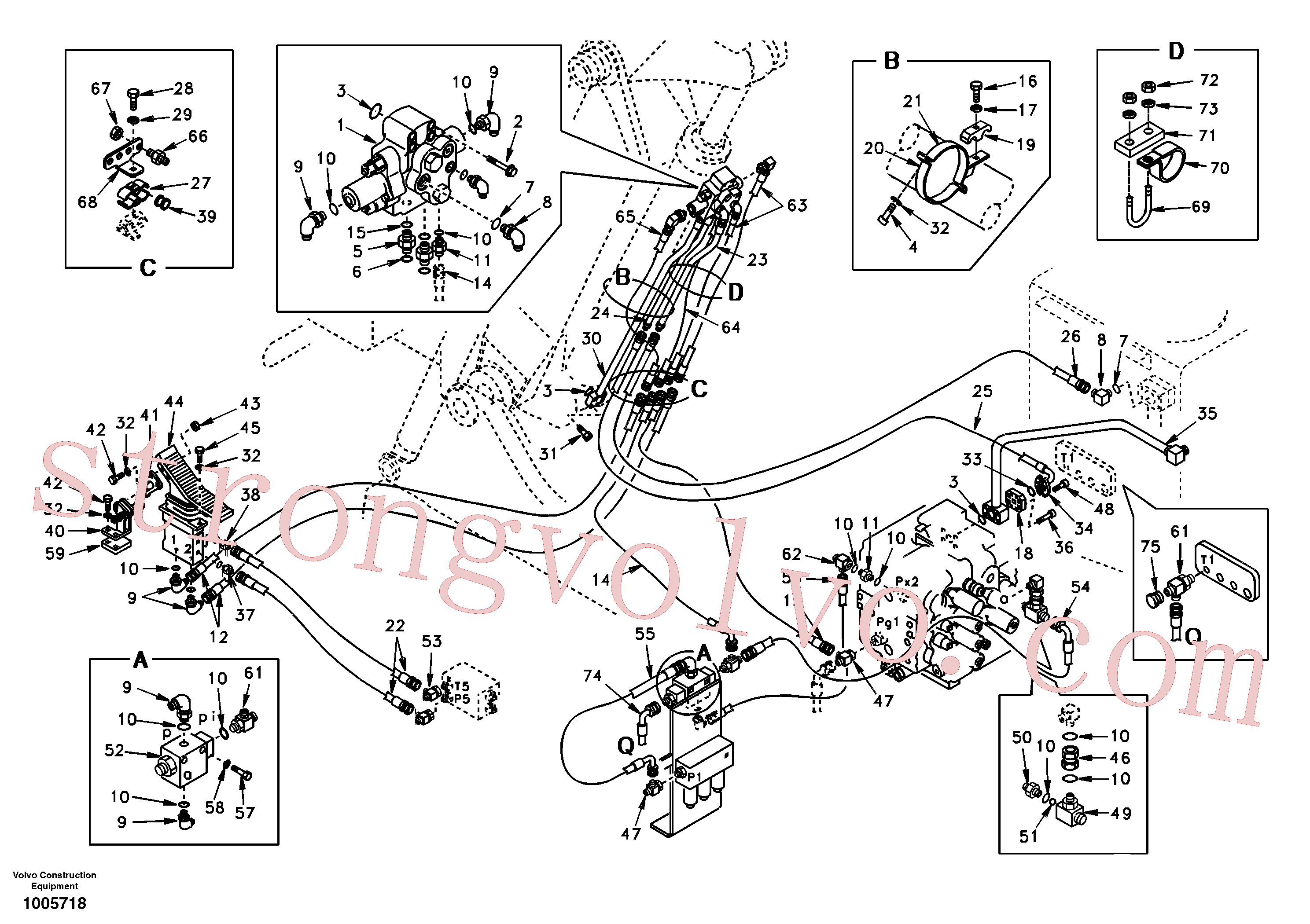SA9016-21015 Volvo Hidráulica de serviço, lança ajustável para topo(1005718 Montagem)