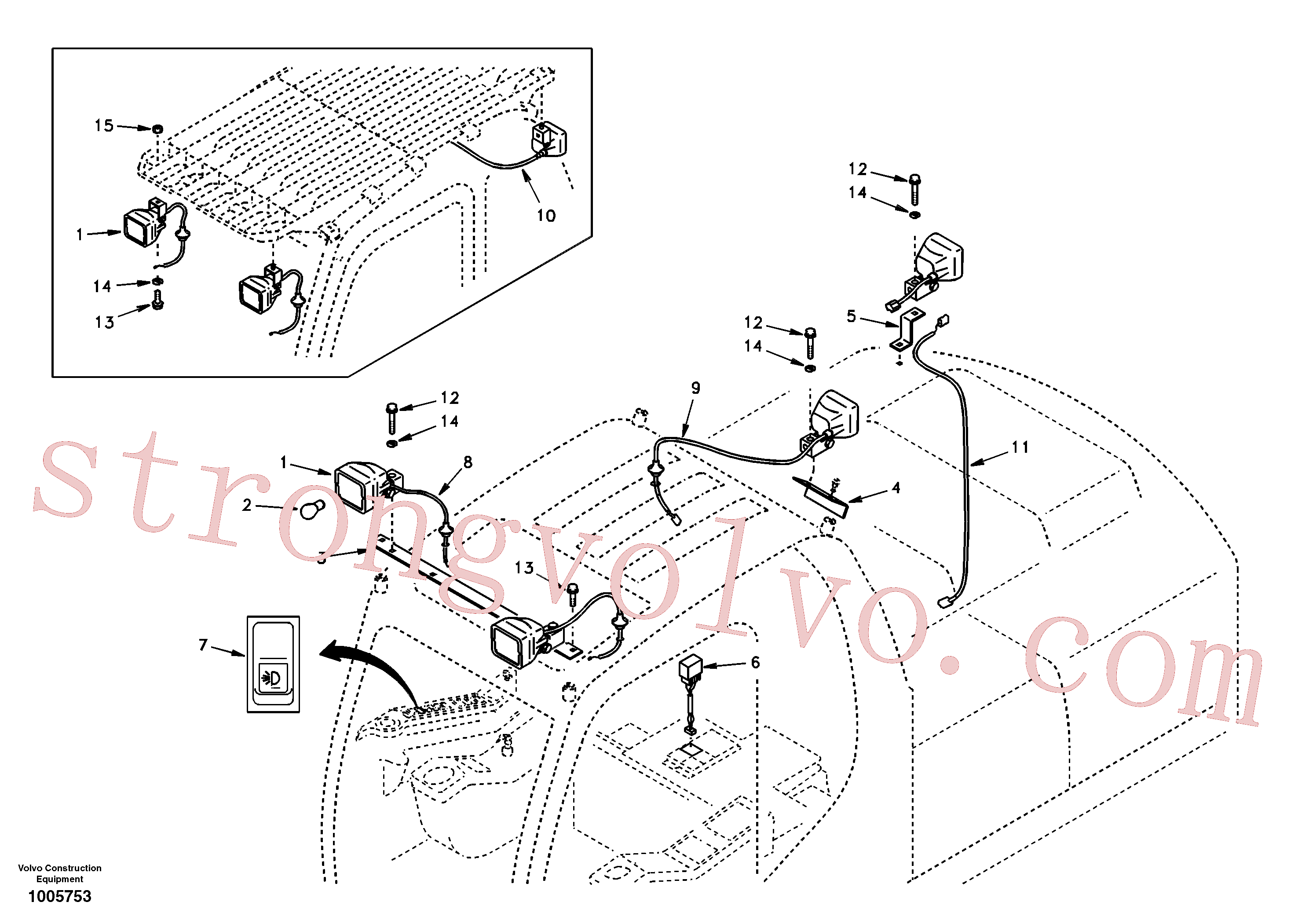 SA9041-21009 Volvo Luzes de trabalho, extra(1005753 Montagem)