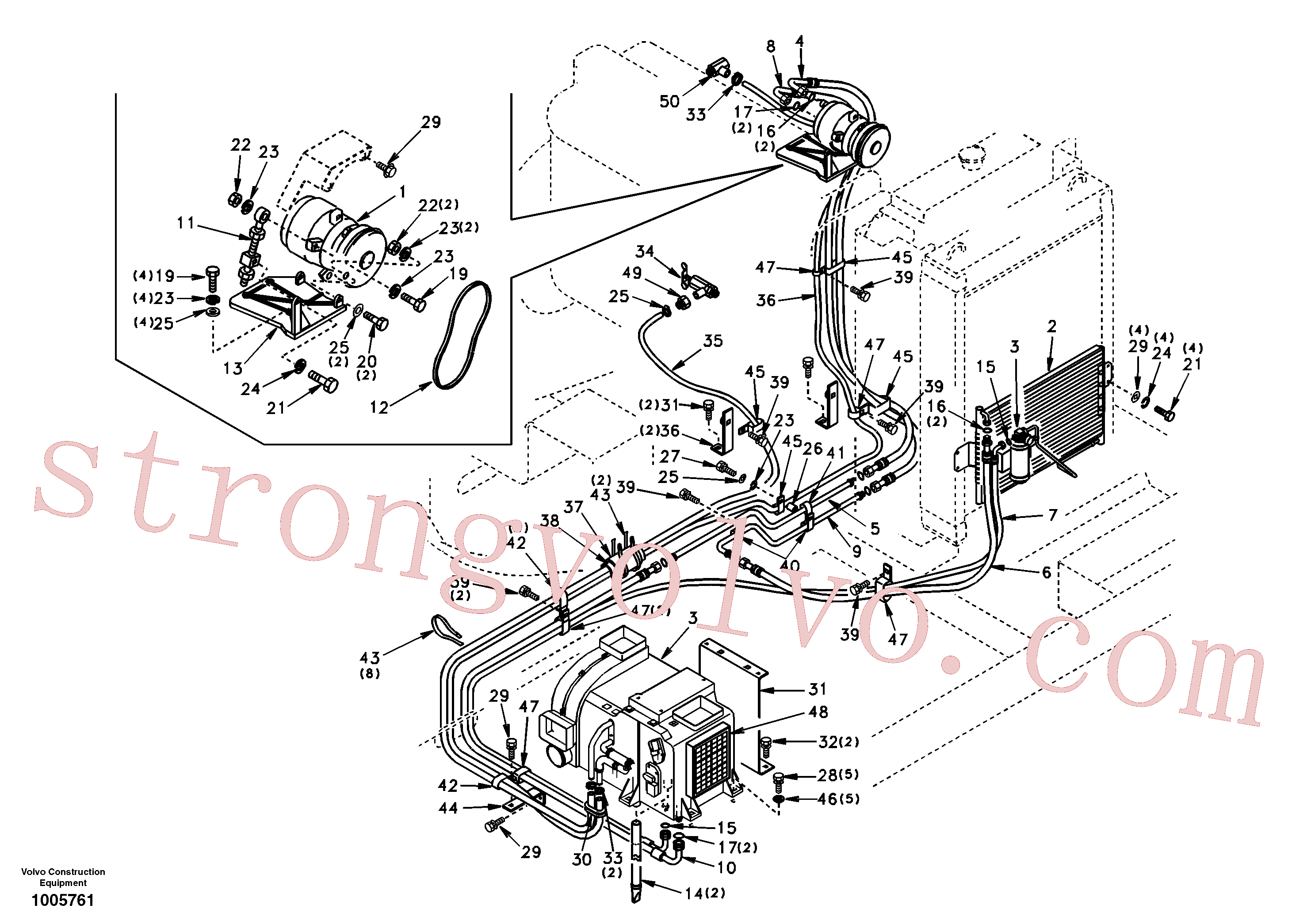 SA1020-00671 Volvo Linha do ar condicionado, refrigeração e aquecimento(1005761 Montagem)