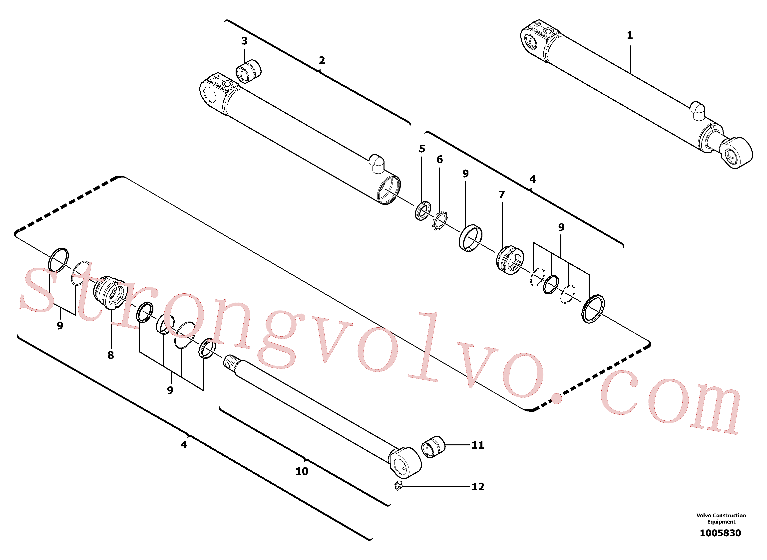 VOE11988925 Volvo Cilindro de desvio da lança(1005830 Montagem)