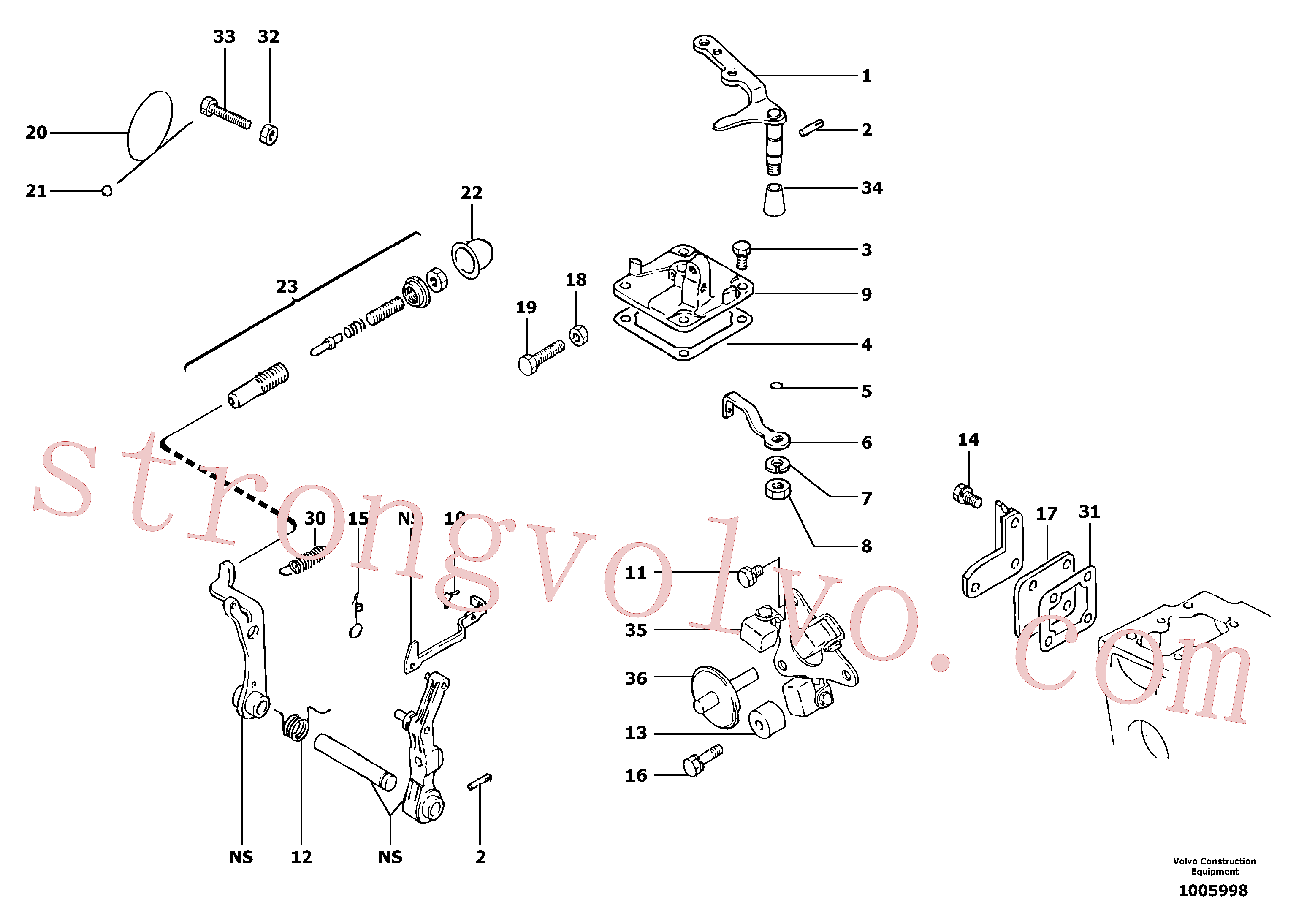 PJ4380030 Volvo Comando da bomba de injecção do motor(1005998 Montagem)