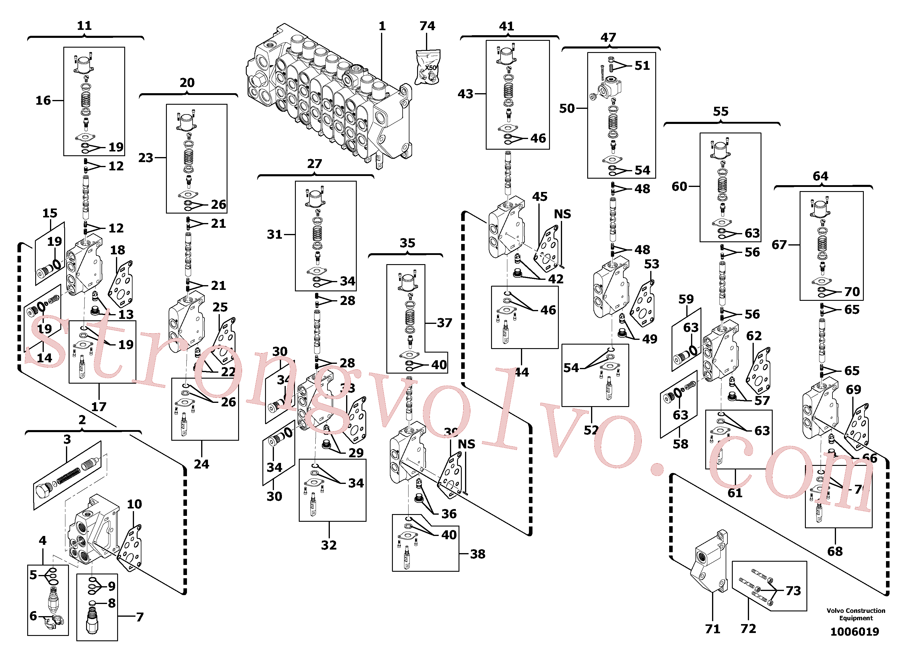 PJ7417730 Volvo Válvula de comando: 8 carretos(1006019 Montagem)