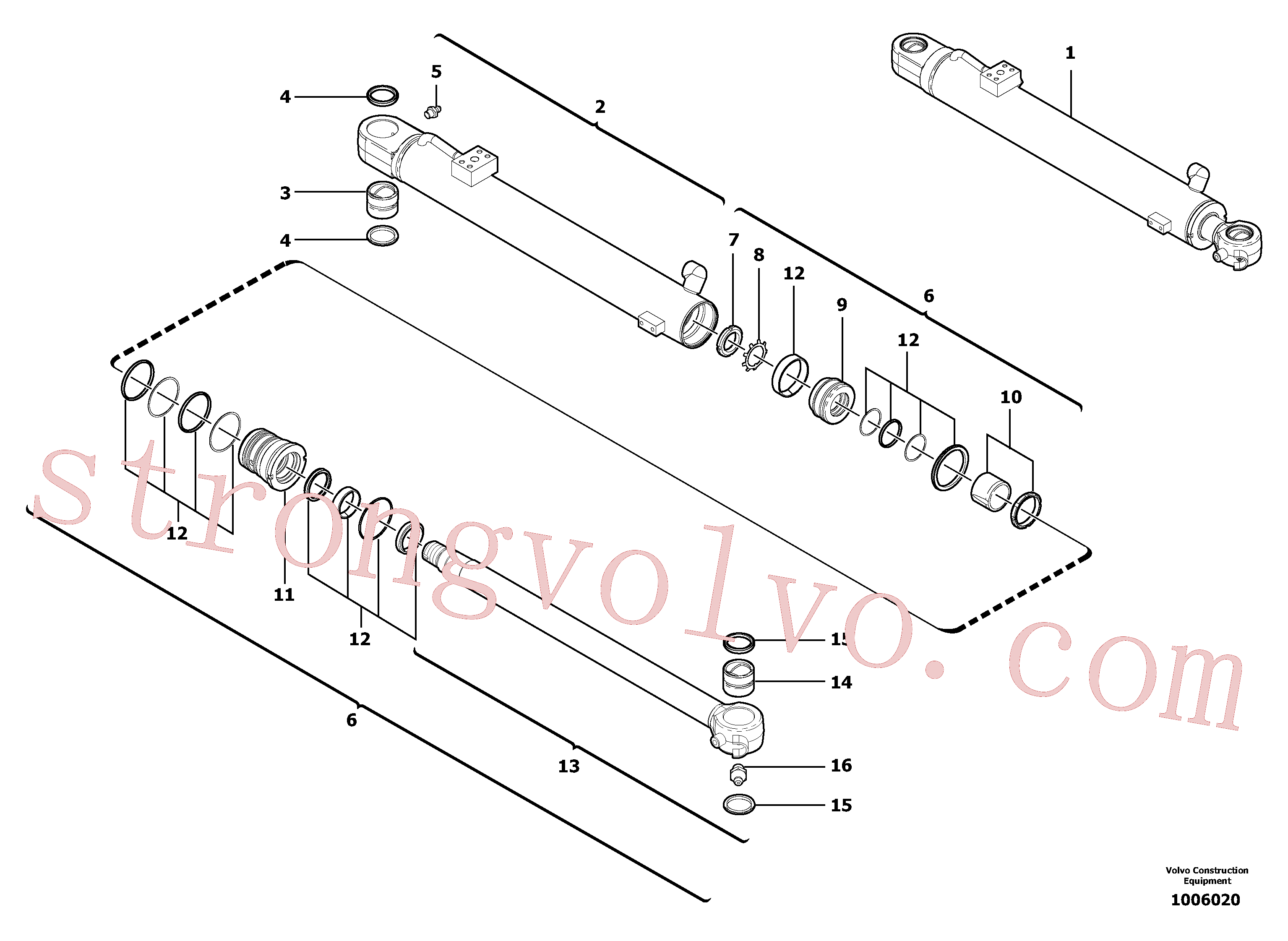 VOE11988949 Volvo Cilindro da lança(1006020 Montagem)