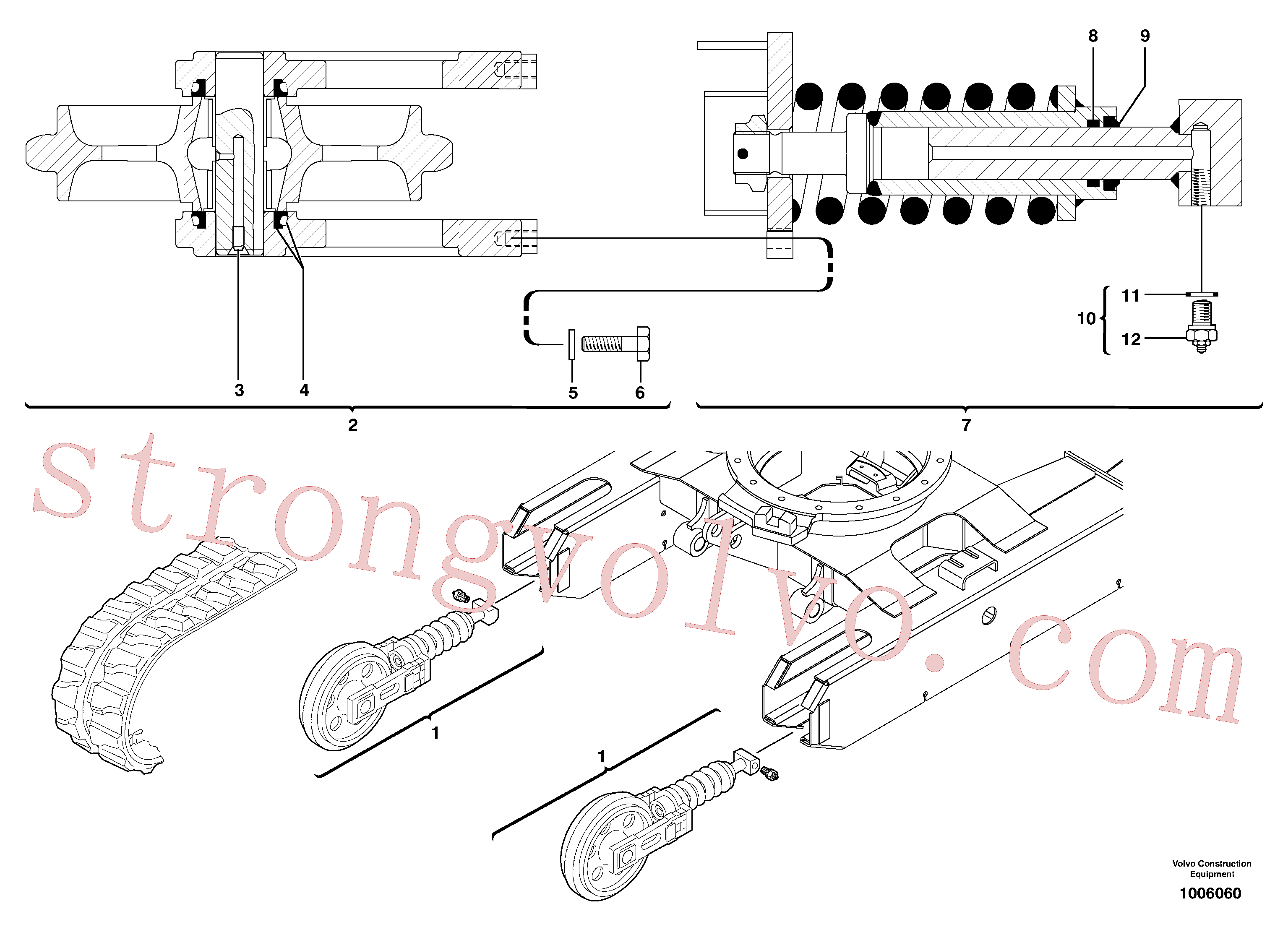 PJ4470017 Volvo Tensão dos rastos (rastos de borracha)(1006060 Montagem)