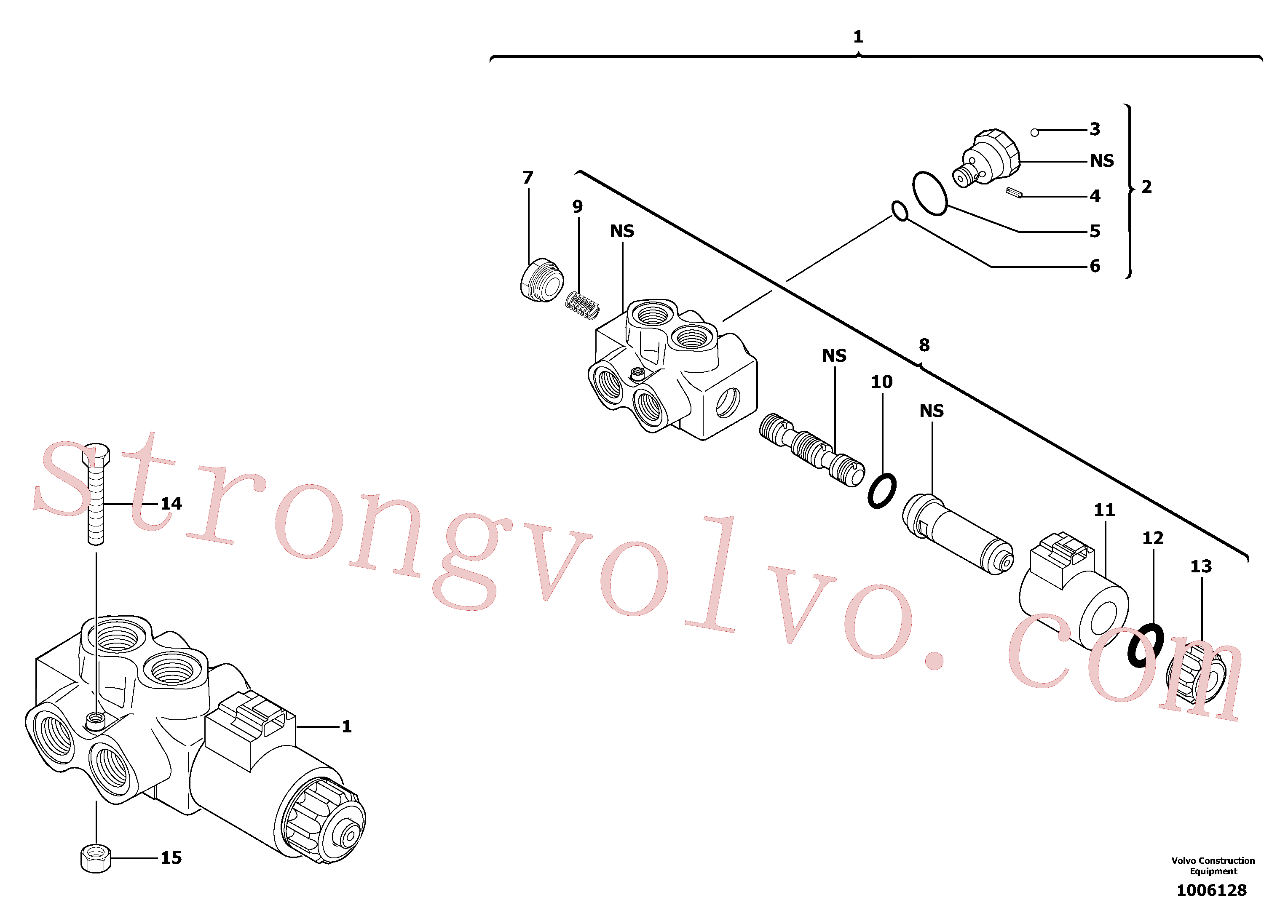 VOE965177 Volvo Rotação - interruptor do selector de desvio(1006128 Montagem)