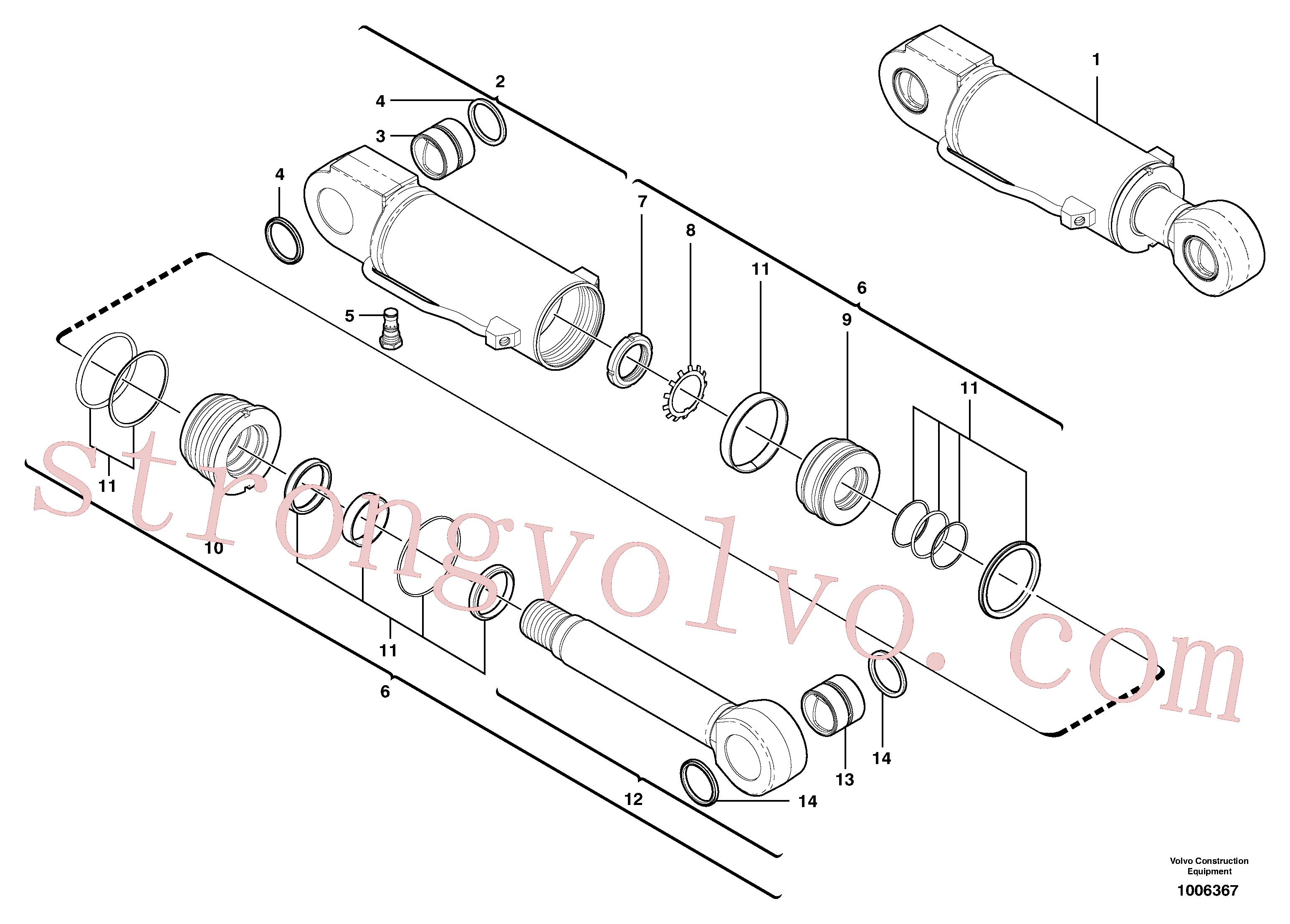 VOE11710562 Volvo Cilindro da lâmina niveladora(1006367 Montagem)