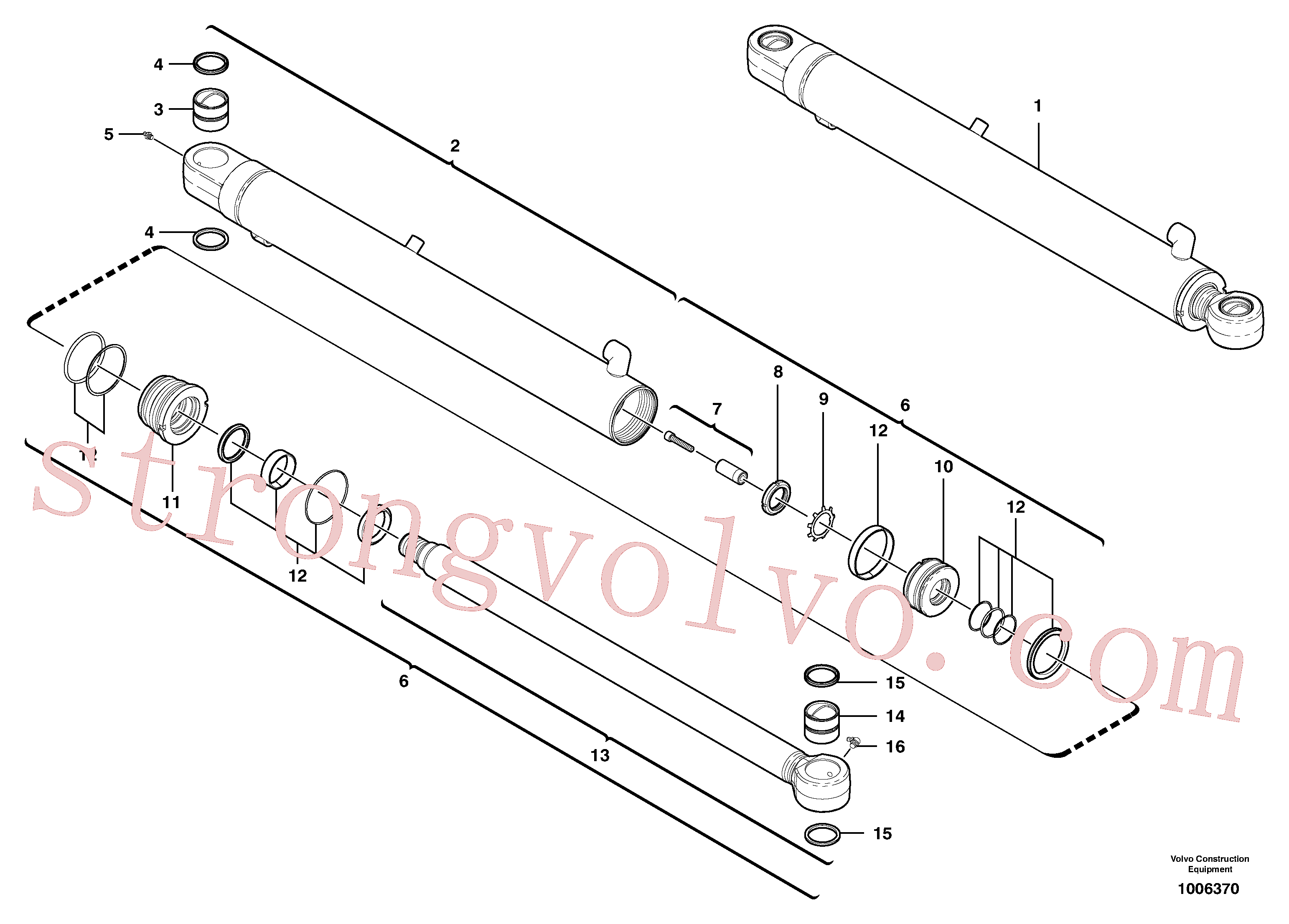 VOE11988949 Volvo Cilindro do braço de afundamento(1006370 Montagem)