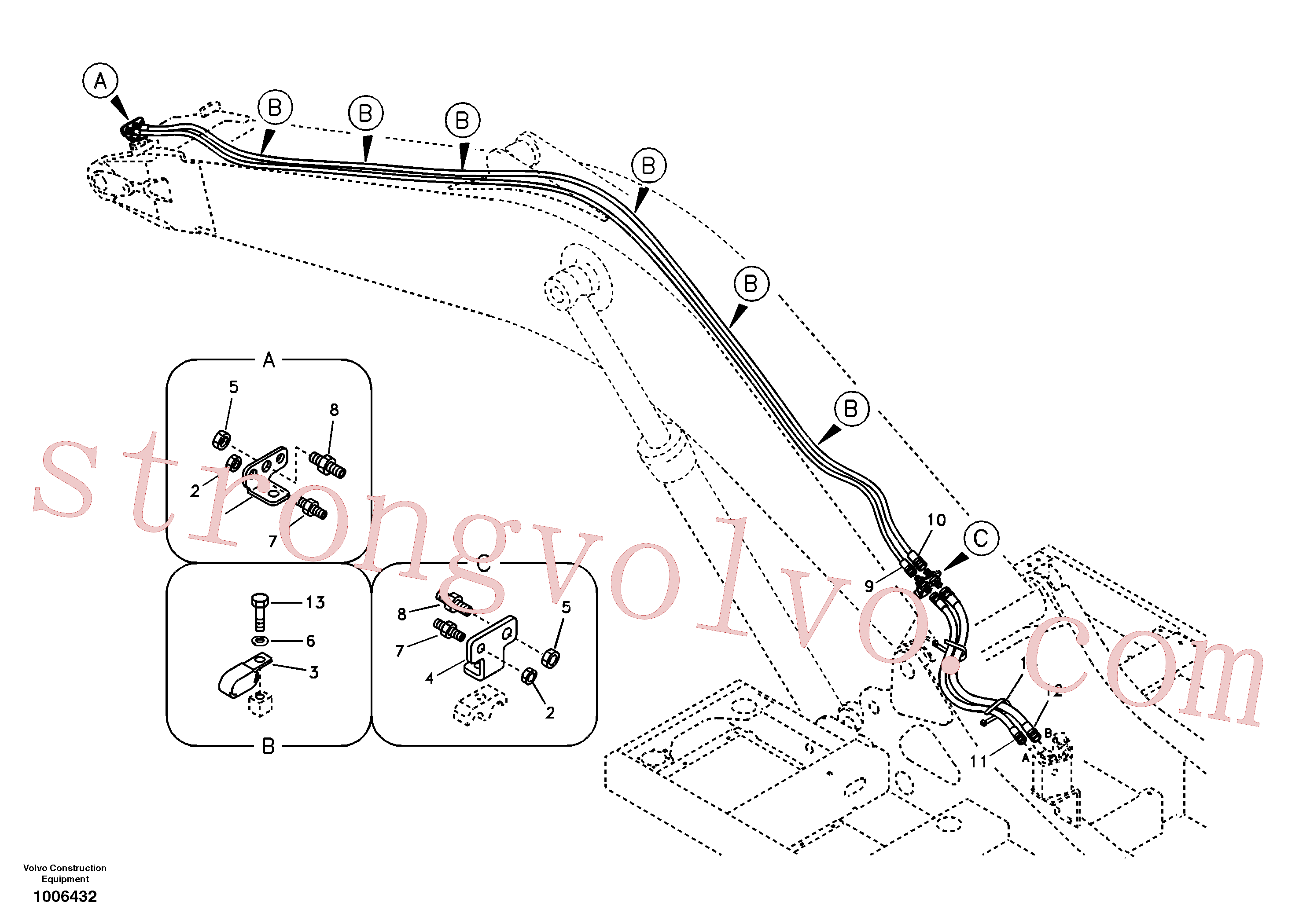 SA9451-02627 Volvo Hidráulica de serviço, encaixe rápido na lança(1006432 Montagem)