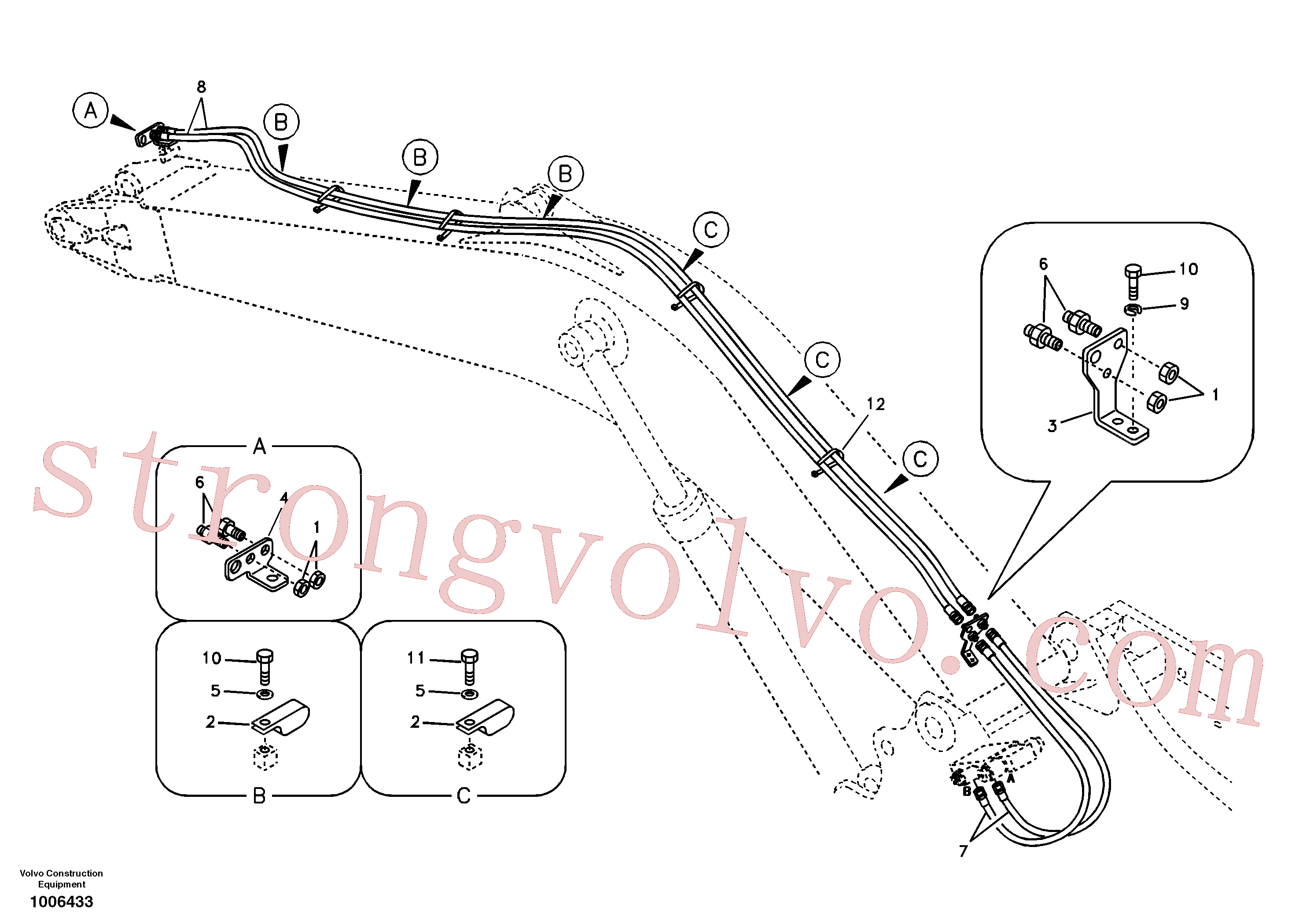 Atacado SA9451-03622 Mangueira completa Volvo escavadeira