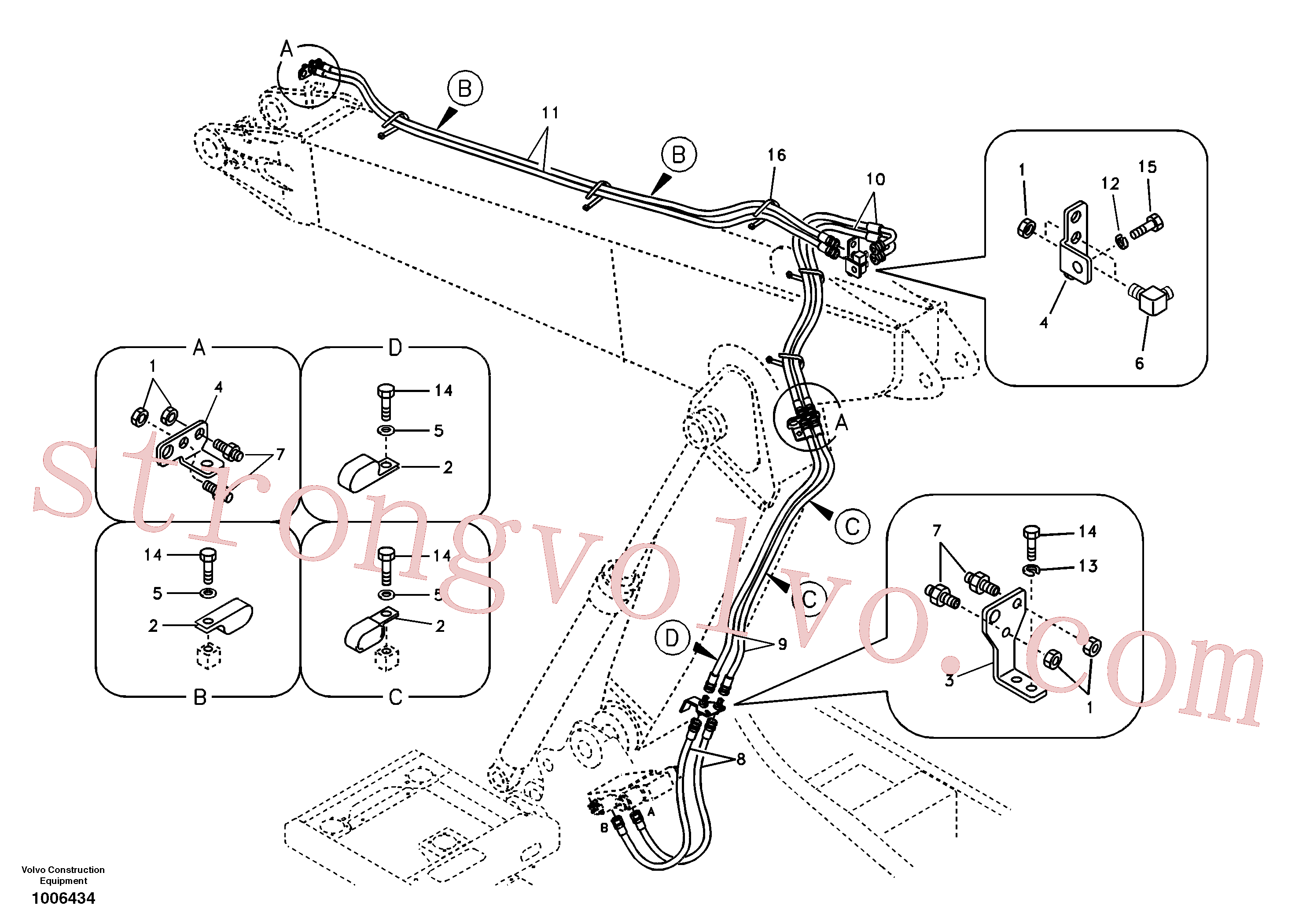 SA9451-03622 Volvo Hidráulica de serviço, inclinação e rotor na lança ajustável(1006434 Montagem)