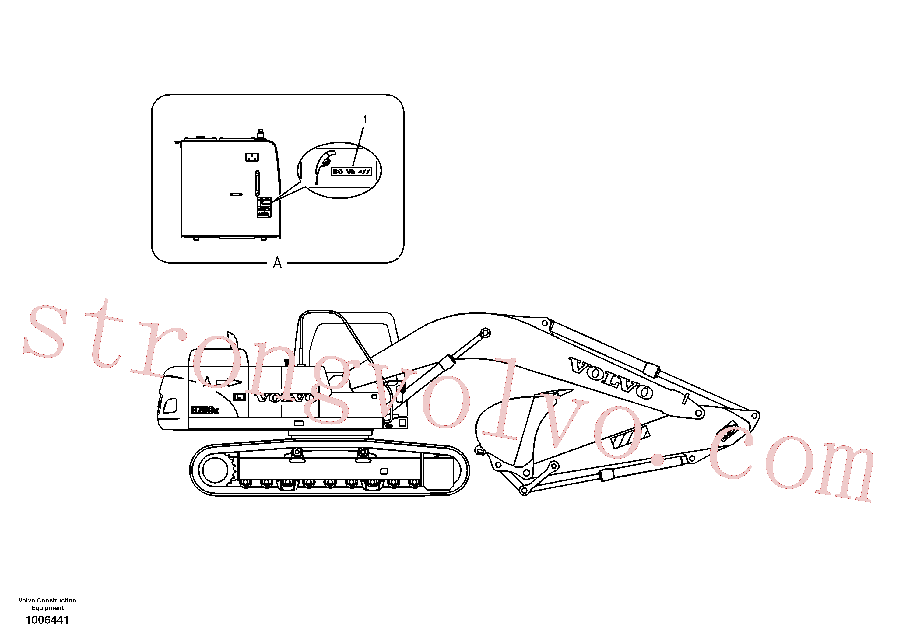 SA1192-04710 Volvo Etiqueta adesiva, localização exterior(1006441 Montagem)
