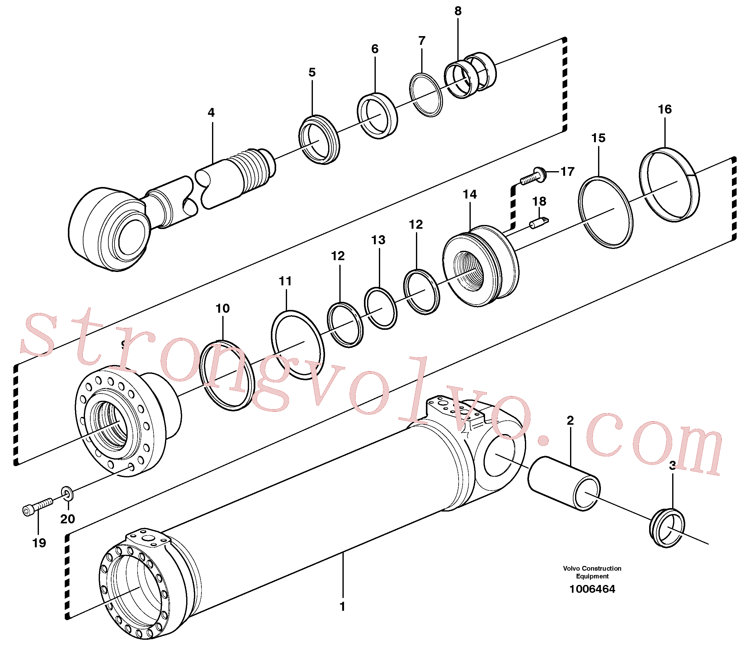 VOE947999 Volvo Cilindro hidráulico, rotação(1006464 Montagem)