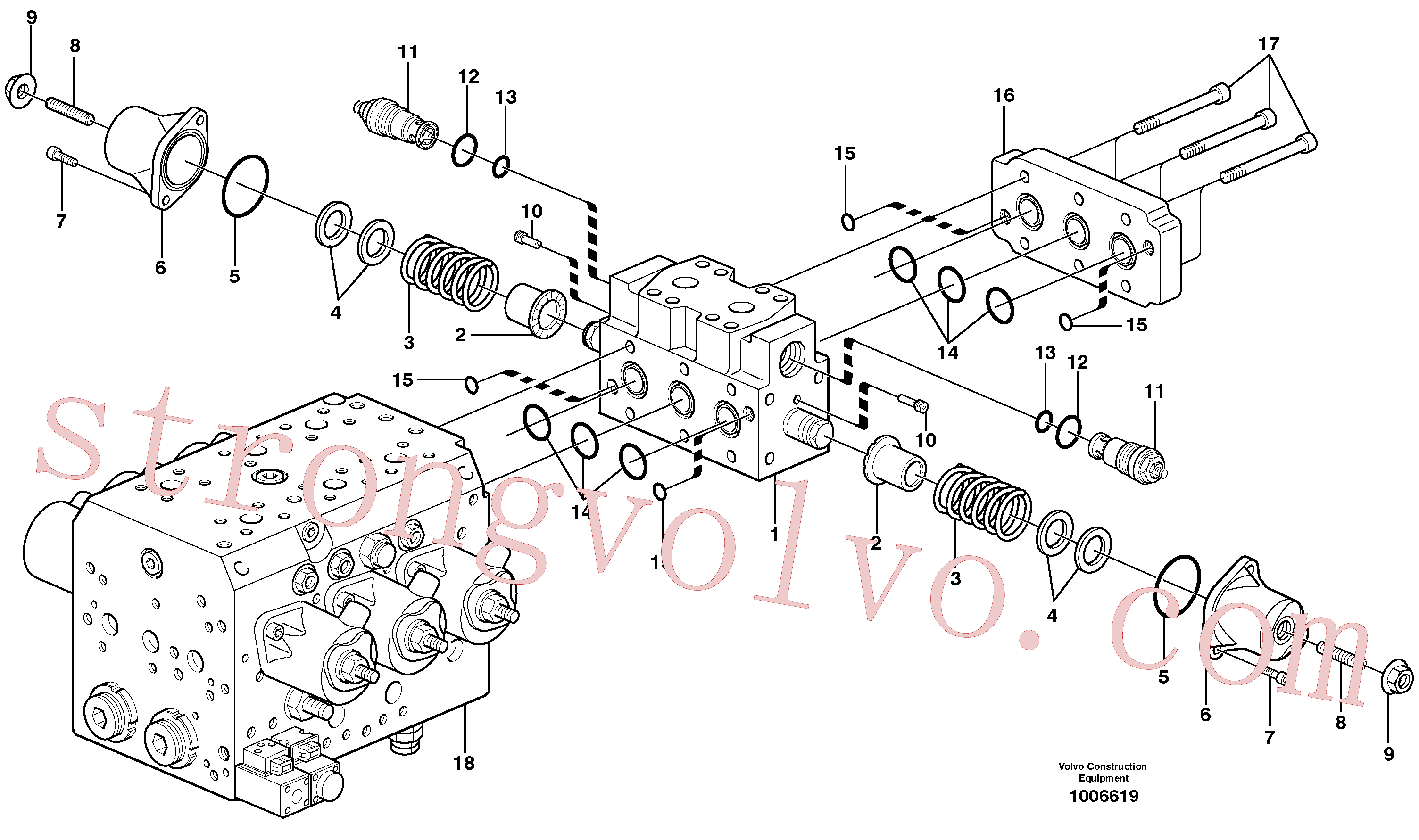 VOE11713222 Volvo Válvula hidráulica, X1(1006619 Montagem)