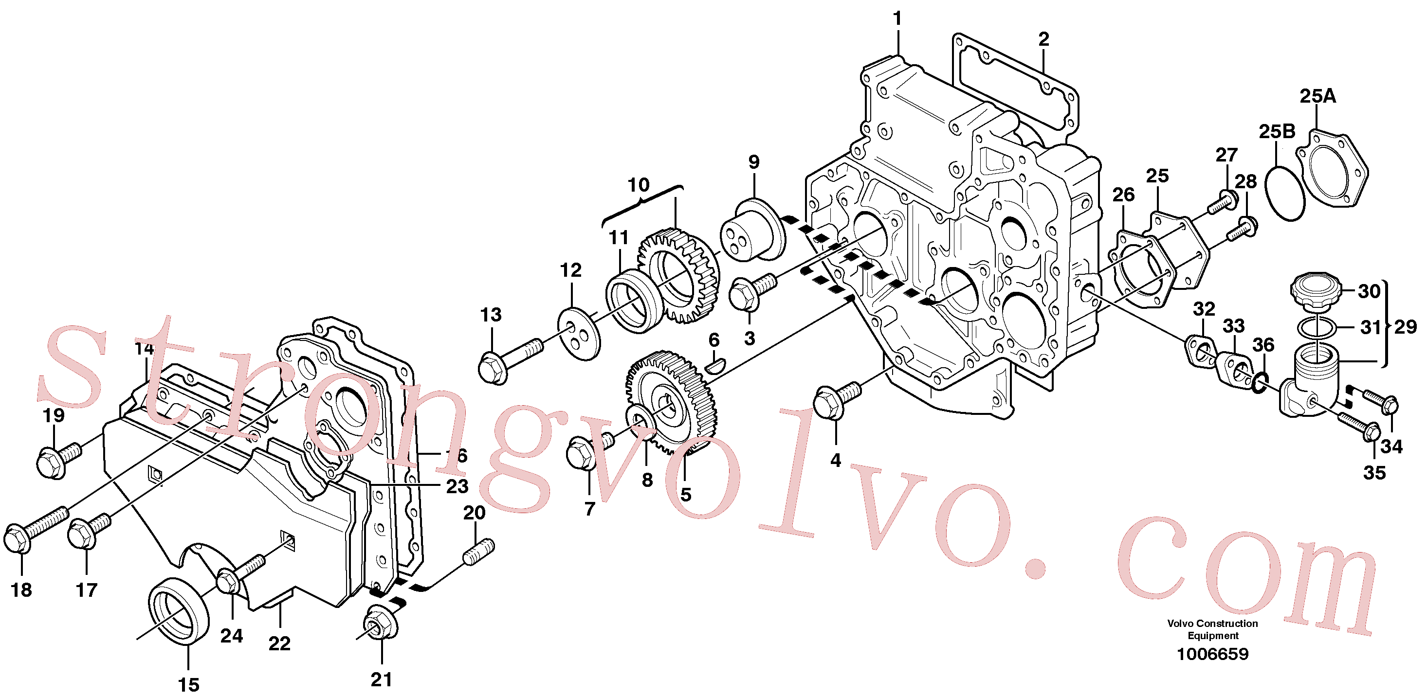 VOE969189 Volvo Caixa da engrenagem de distribuição(1006659 Montagem)