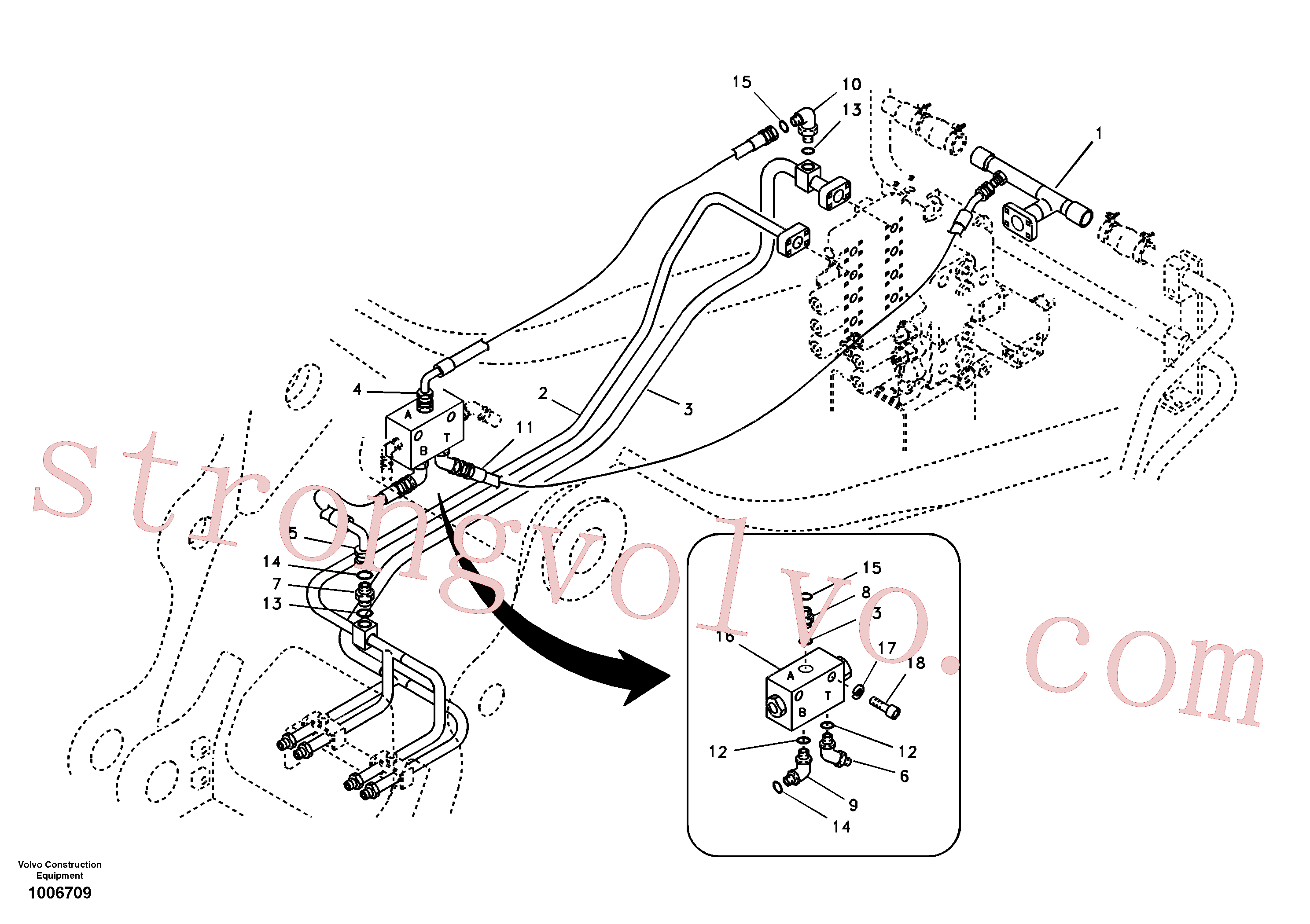 VOE14516734 Volvo Sistema hidráulico, válvula de comando da lança e articulação(1006709 Montagem)