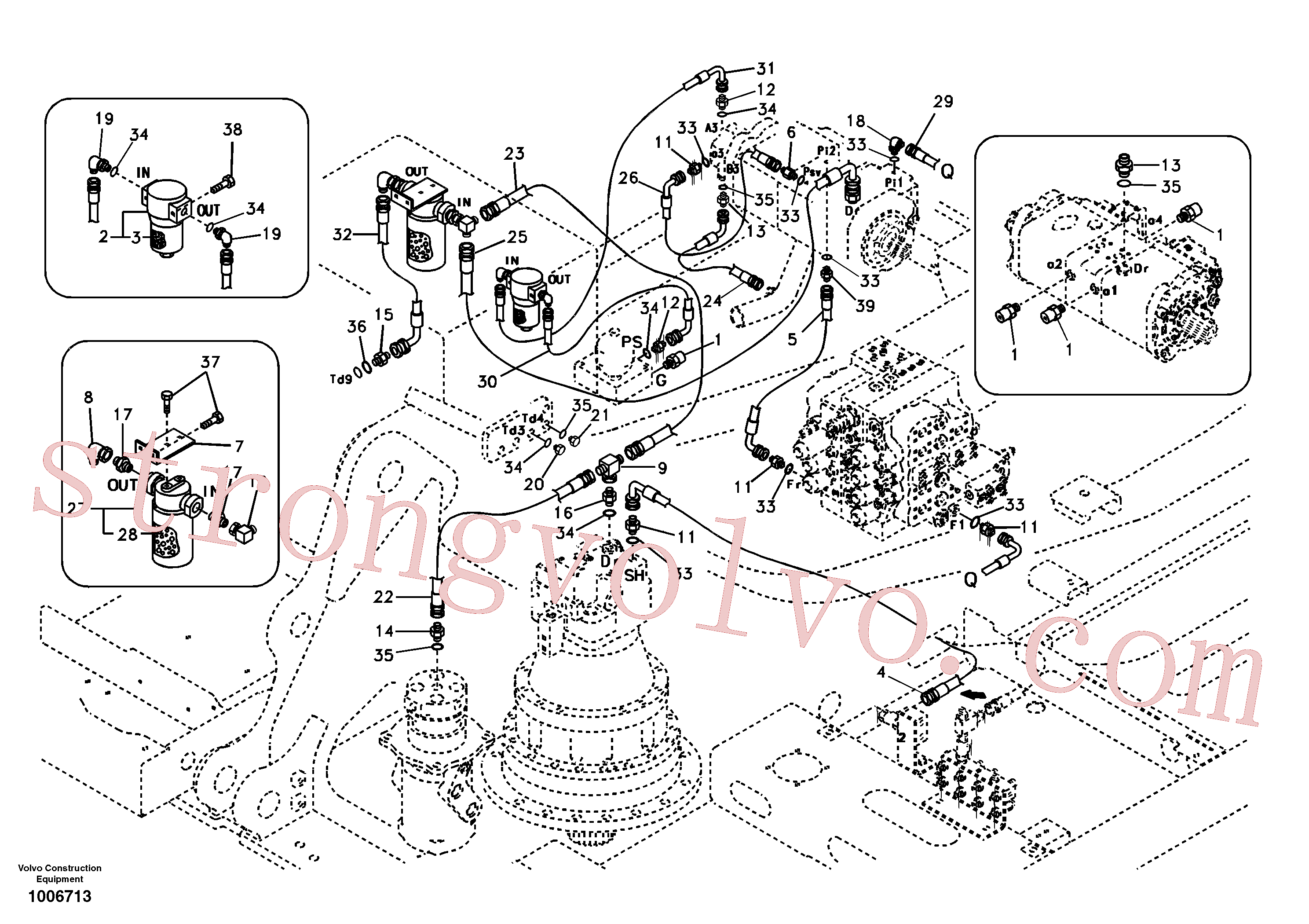 SA9412-11160 Volvo Sistema servomotor, suporte do filtro e tubagem da bomba(1006713 Montagem)