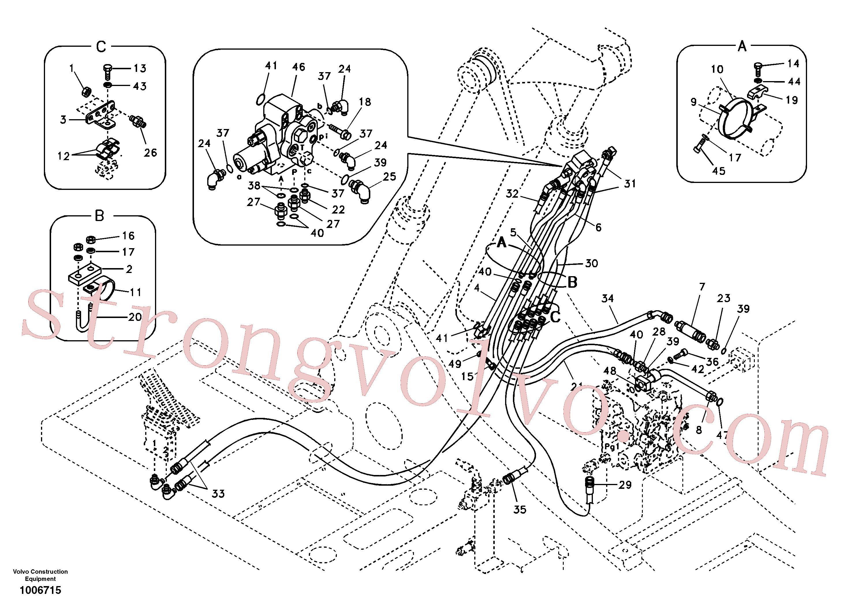 VOE14881210 Volvo Hidráulica de serviço, cilindro da 2ª lança em lança ajustável(1006715 Montagem)