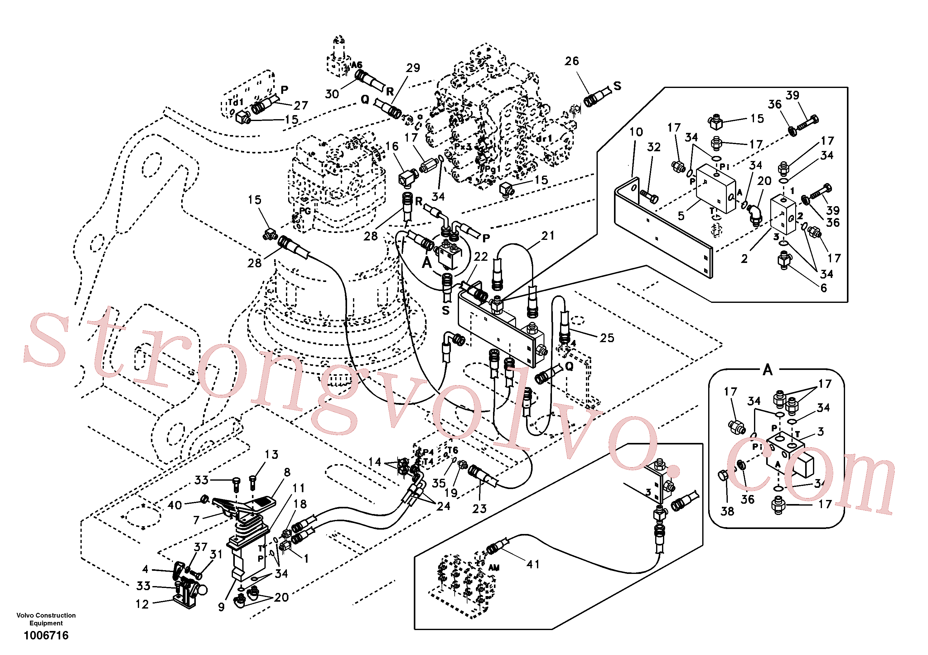 SA9451-02224 Volvo Hidráulica de serviço, lança ajustável para topo(1006716 Montagem)