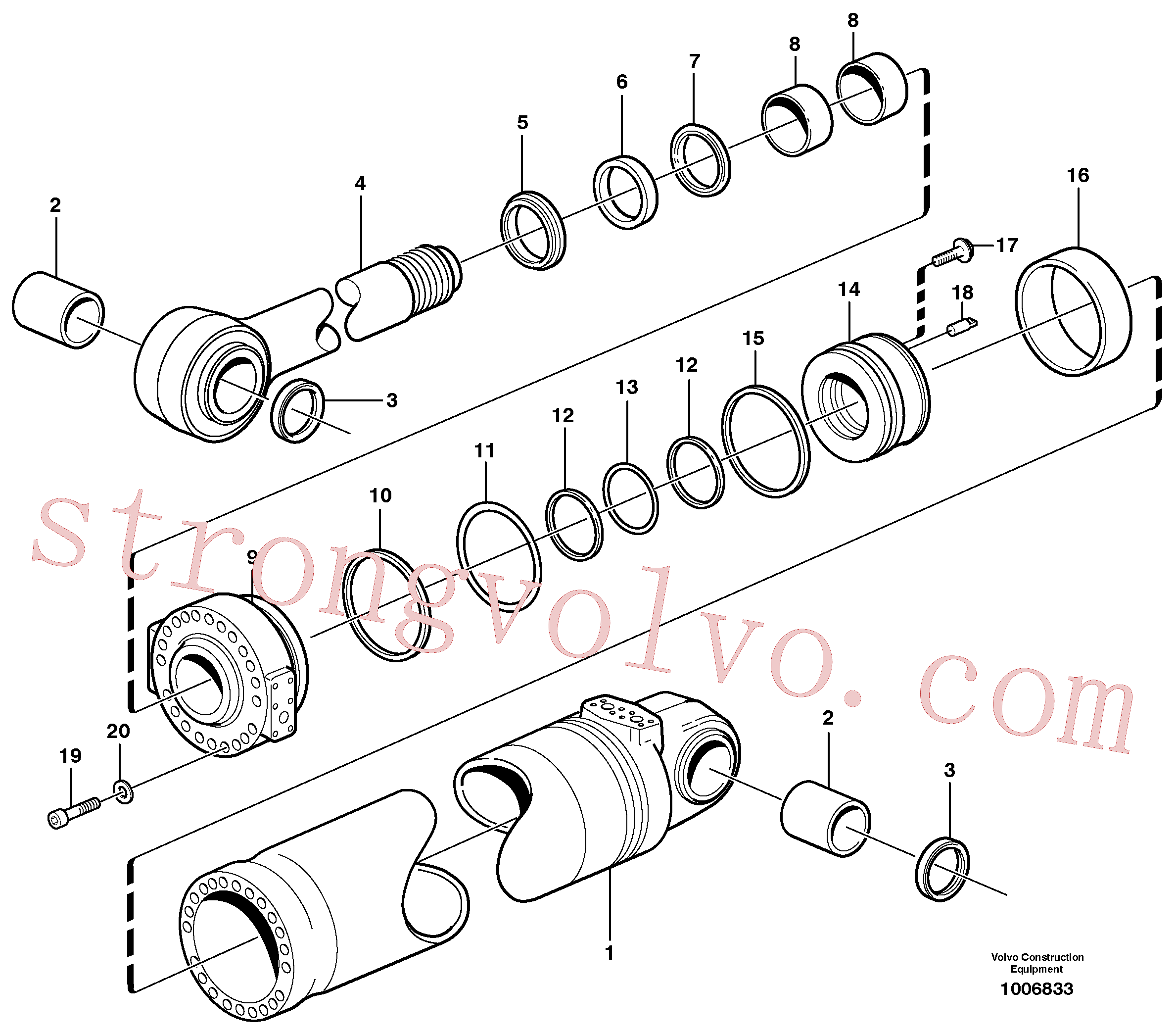 VOE11005105 Volvo Cilindro hidráulico, rotação(1006833 Montagem)