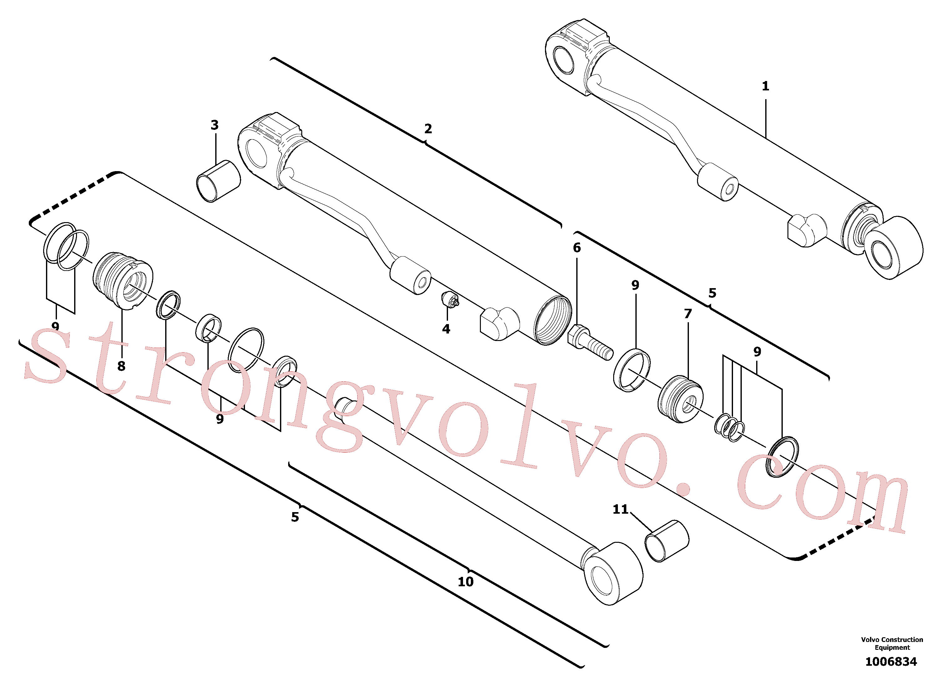 VOE11711463 Volvo Cilindro de rasto variável(1006834 Montagem)