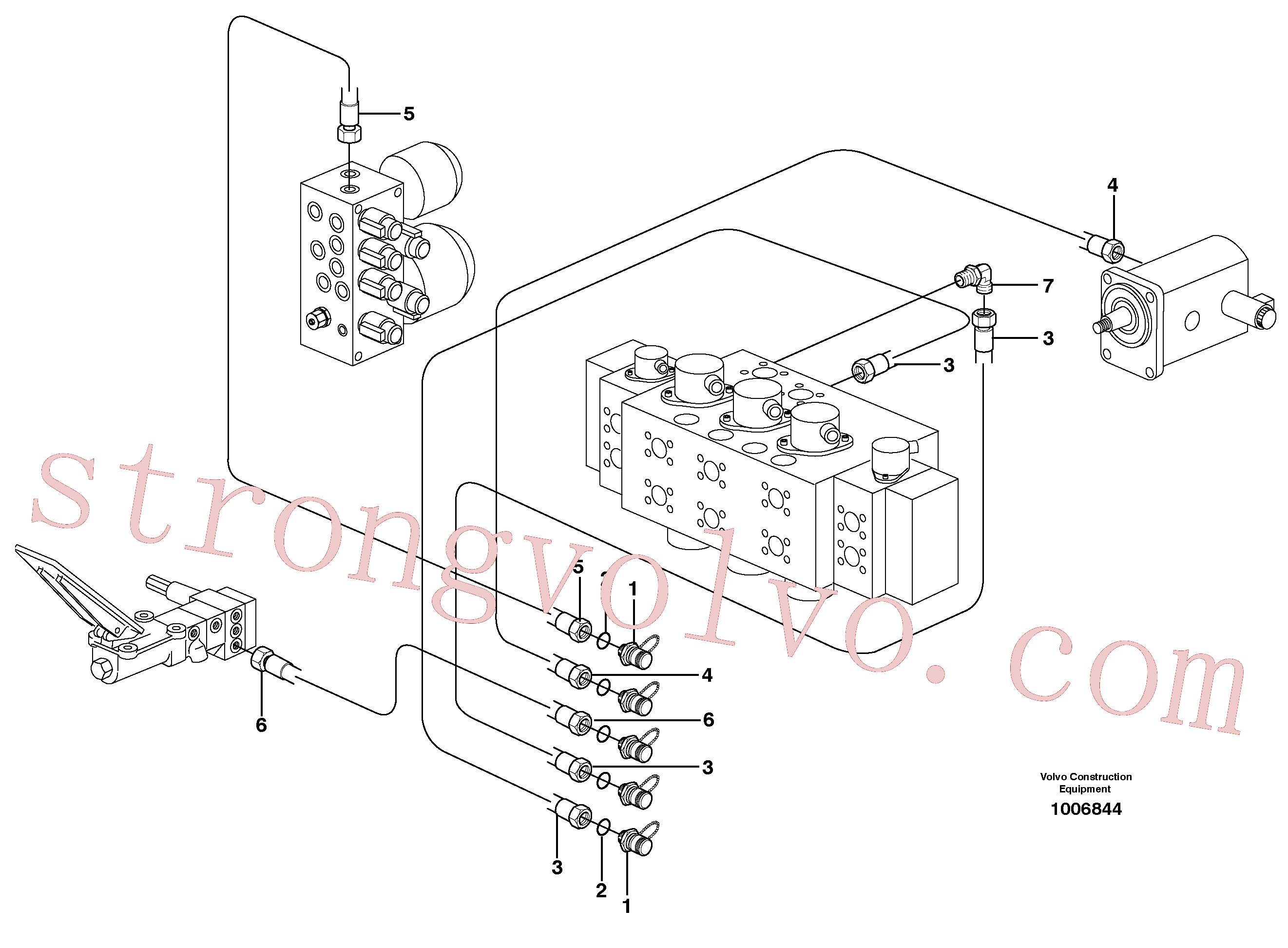 VOE936522 Volvo Sistema servo-hidráulico, manga de ensaio(1006844 Montagem)