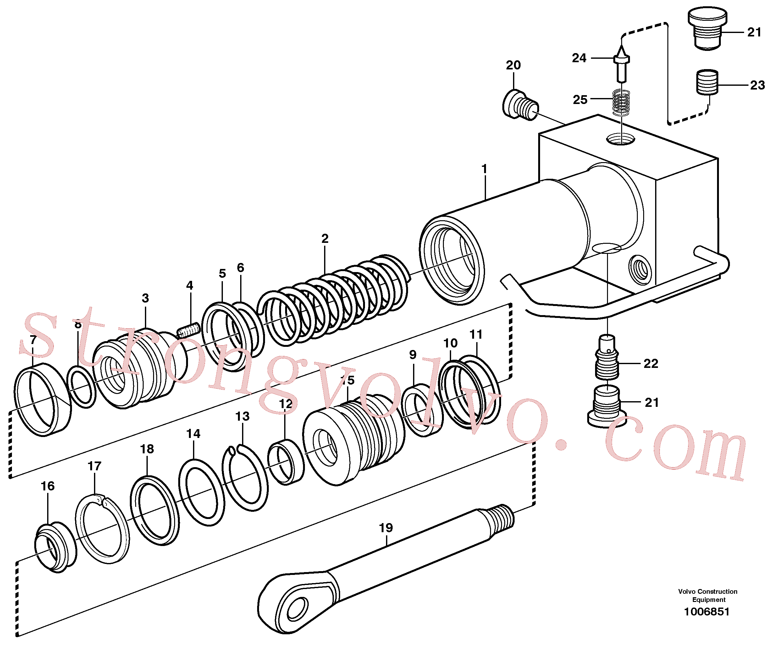 VOE963008 Volvo Cilindro hidráulico, acoplamento rápido(1006851 Montagem)