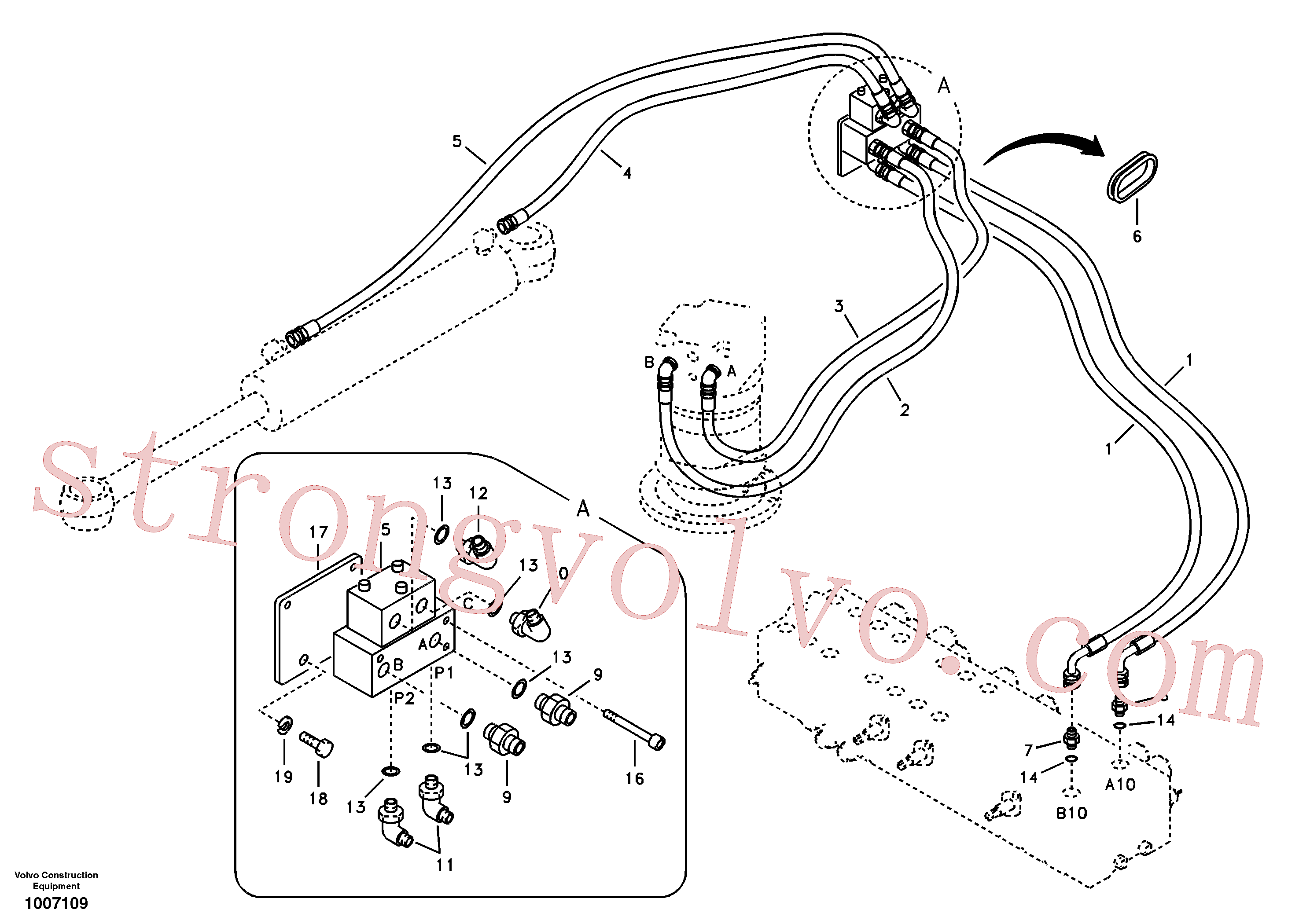 SA9413-11180 Volvo Sistema de rotação da lança(1007109 Montagem)