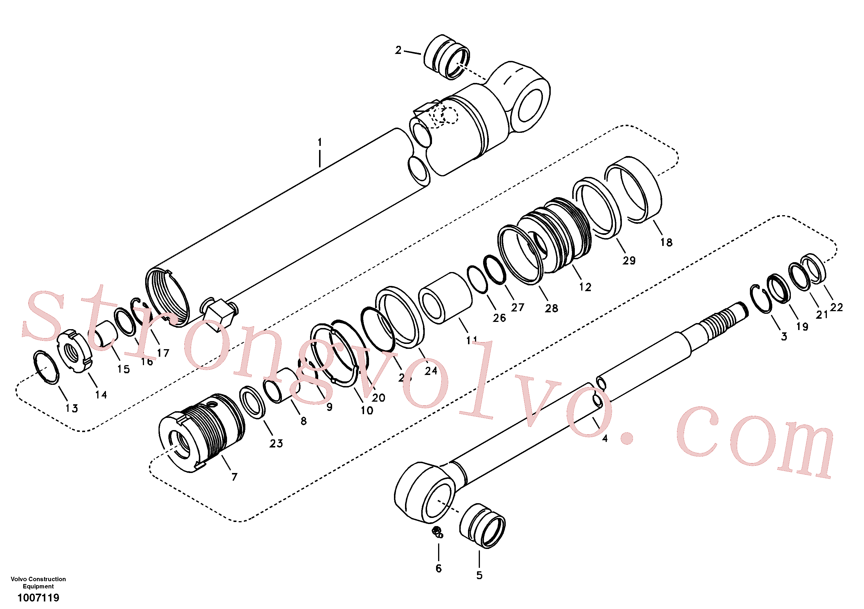 VOE14503581 Volvo Cilindro do braço de afundamento(1007119 Montagem)