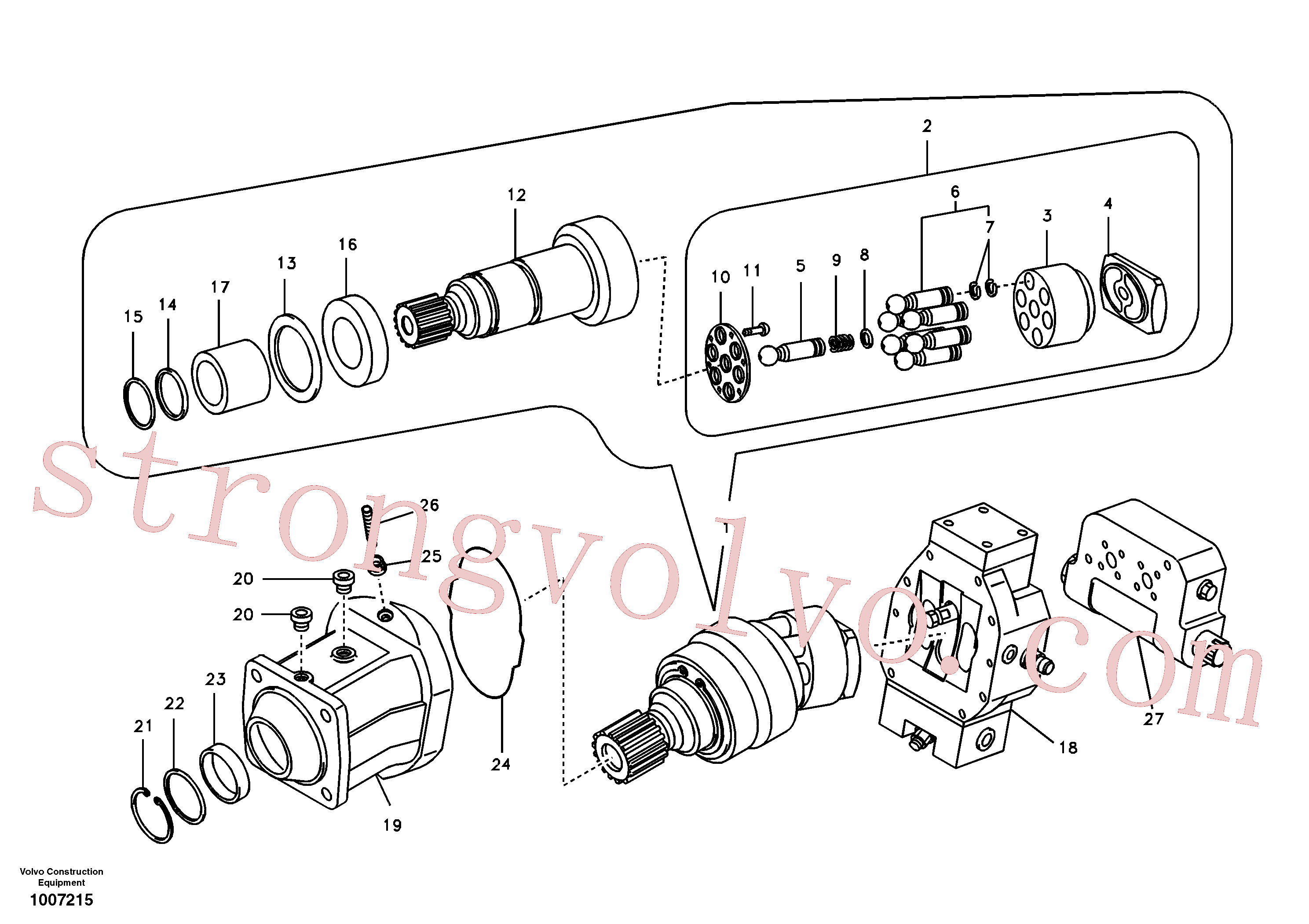 VOE11702171 Volvo Motor de deslocação(1007215 Montagem)