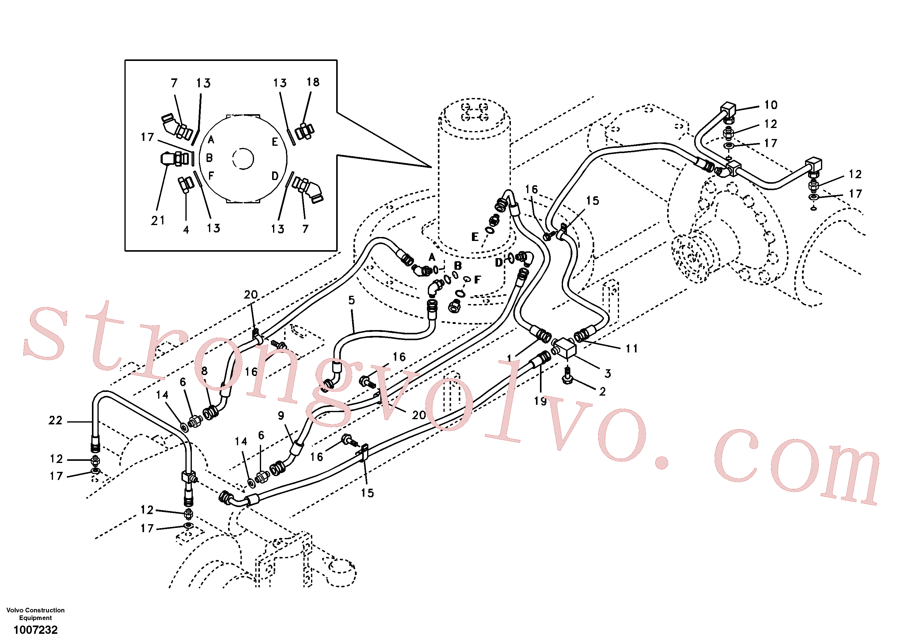 SA9412-22070 Volvo Sistema hidráulico, linha de travão inferior(1007232 Montagem)