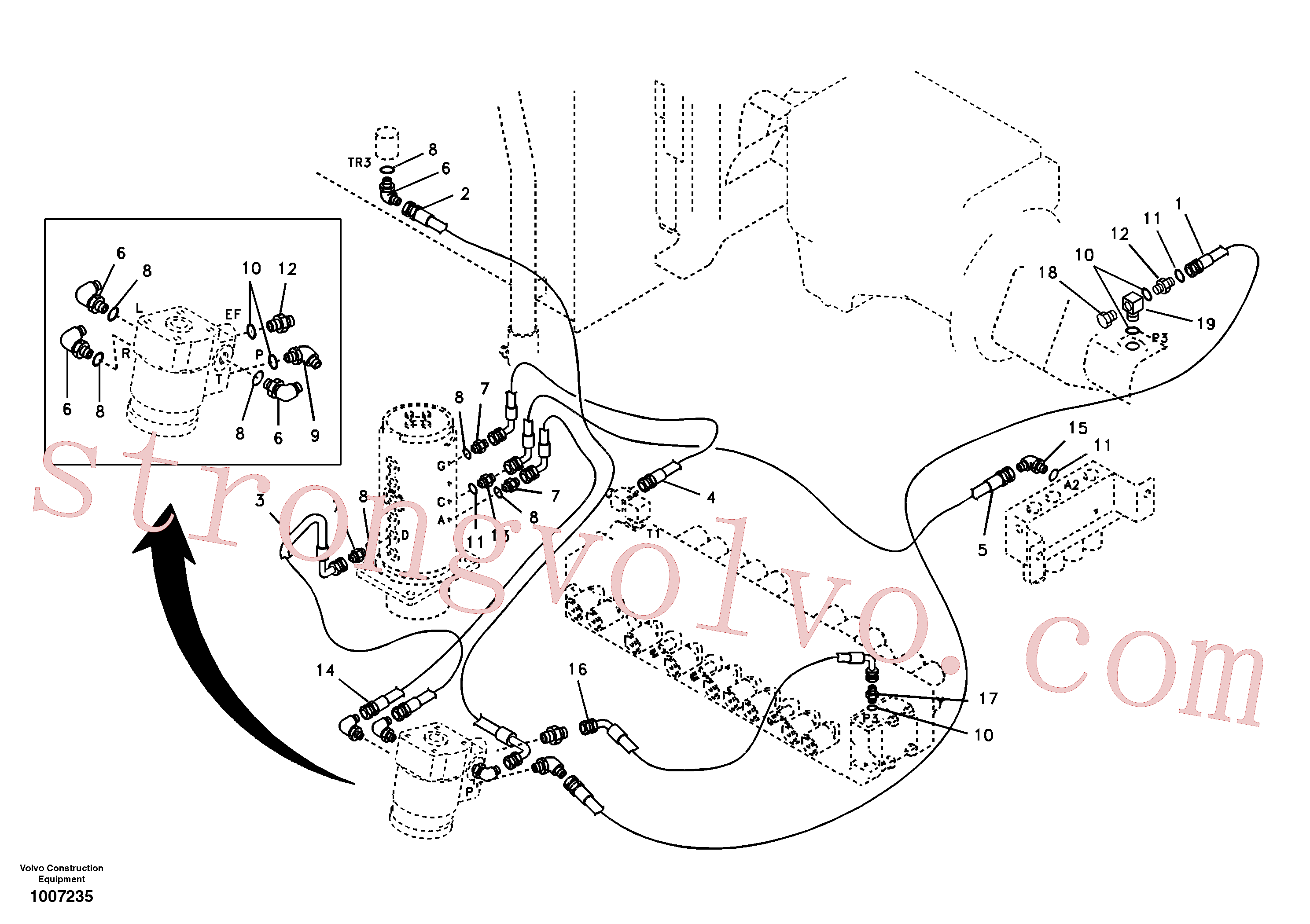 SA9453-02233 Volvo Sistema hidráulico, linha da direcção(1007235 Montagem)