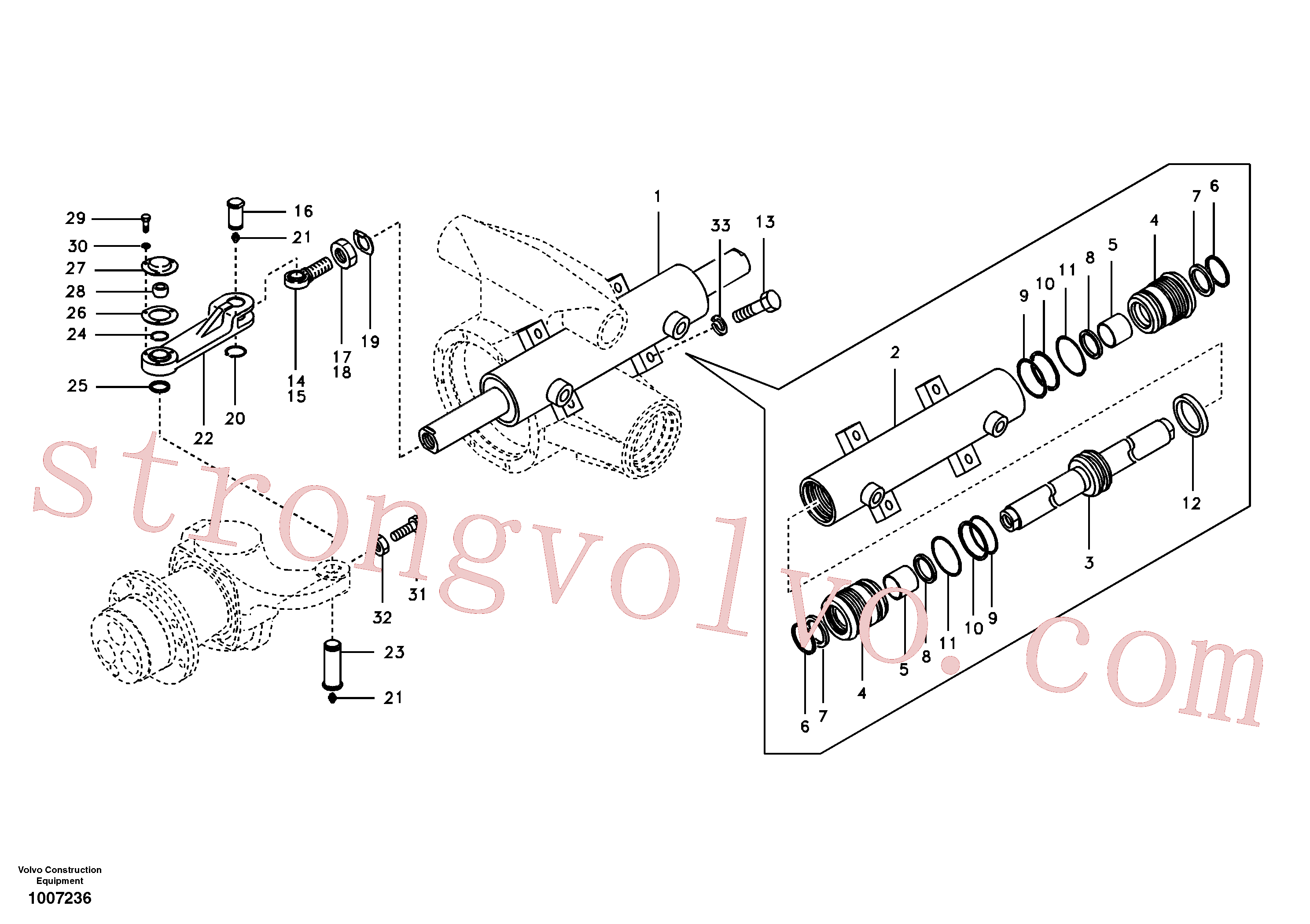 VOE990589 Volvo Cilindro da direcção(1007236 Montagem)