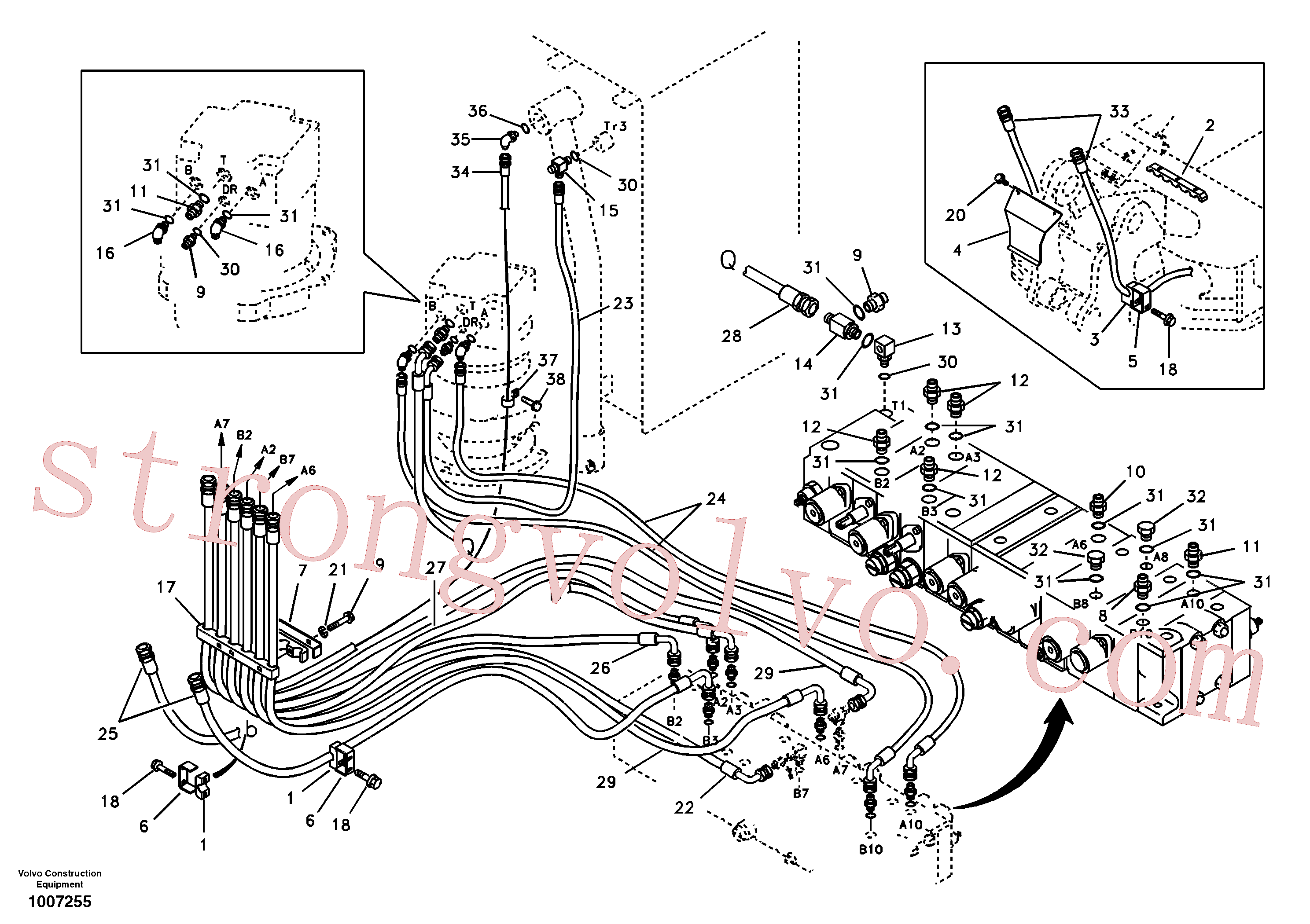 VOE14531090 Volvo Sistema hidráulico, válvula de comando da lança e articulação(1007255 Montagem)
