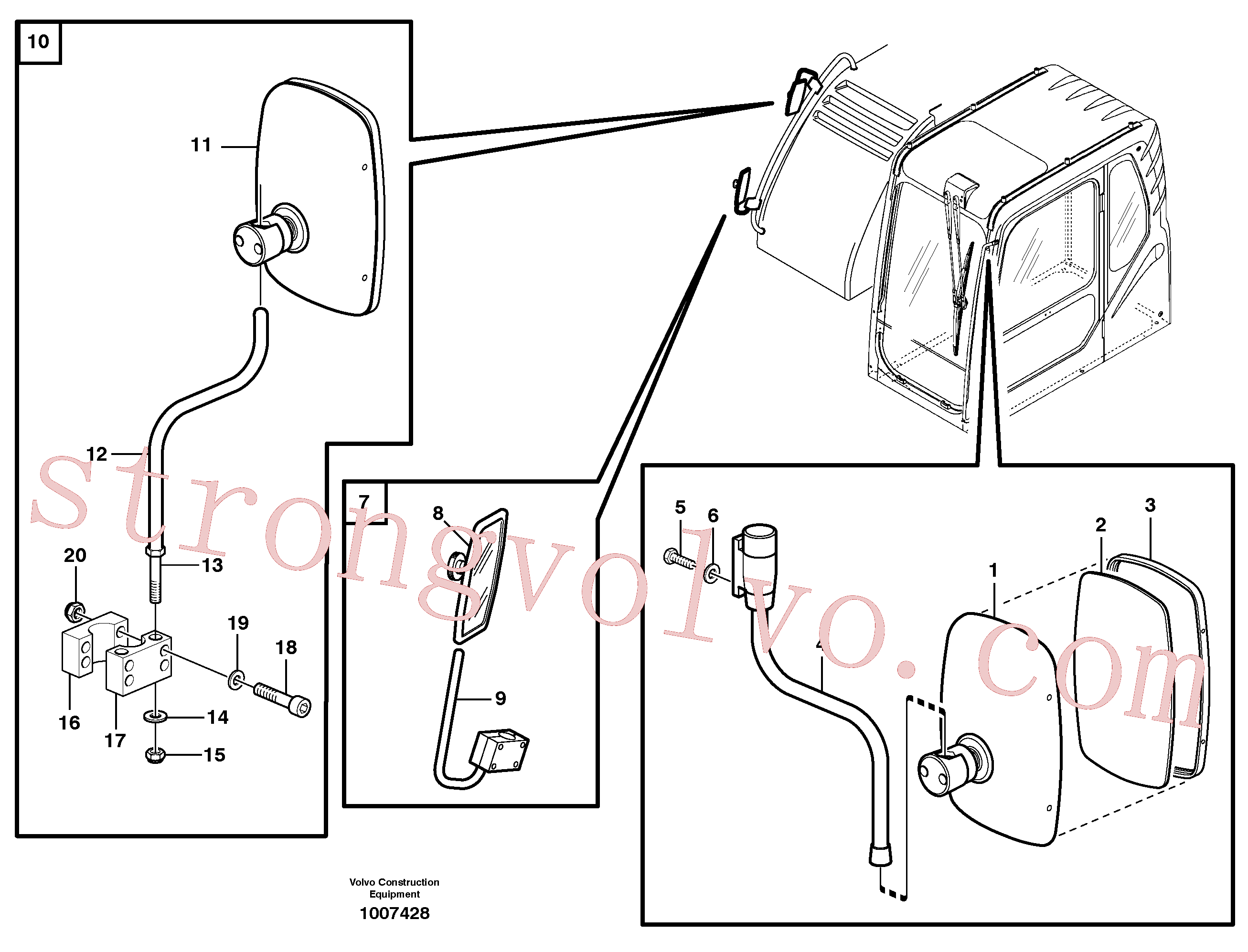 VOE947340 Volvo Espelho retrovisor(1007428 Montagem)