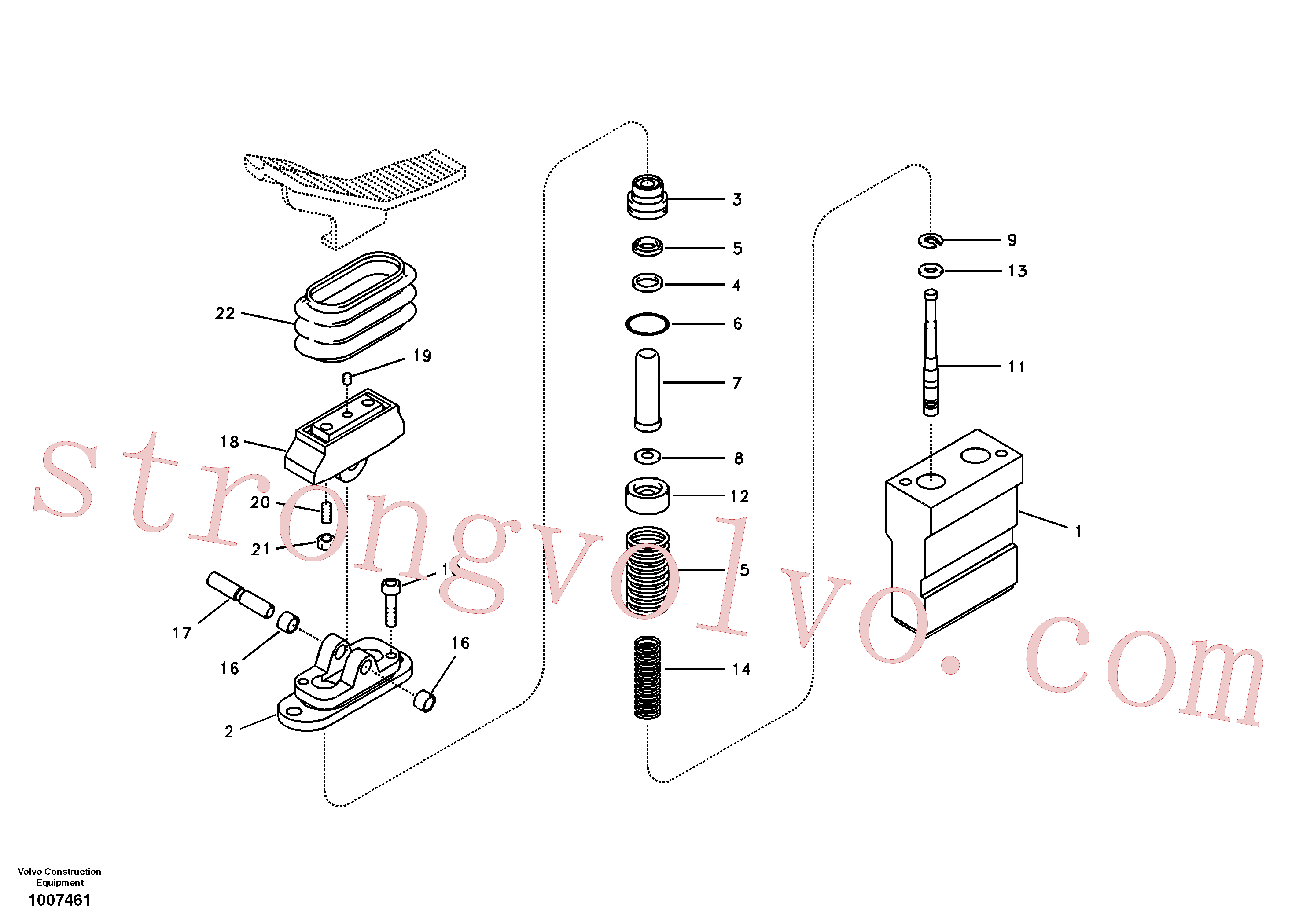 SA8230-19410 Volvo Hidráulica de serviço, pedal da válvula de comando à distância para martelo e cortador(1007461 Montagem)