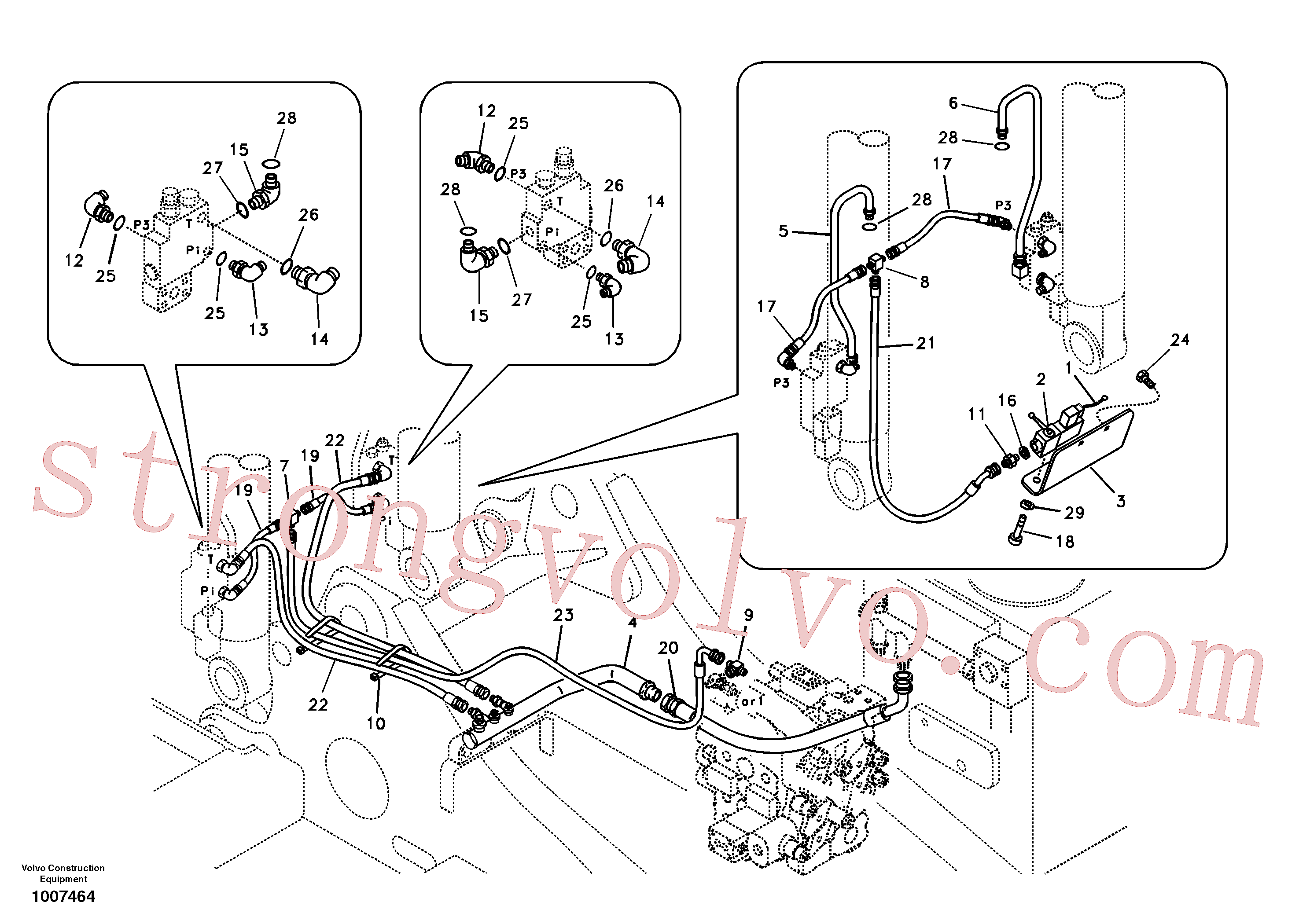 SA9451-03308 Volvo Hidráulica de serviço, ruptura da lança(1007464 Montagem)