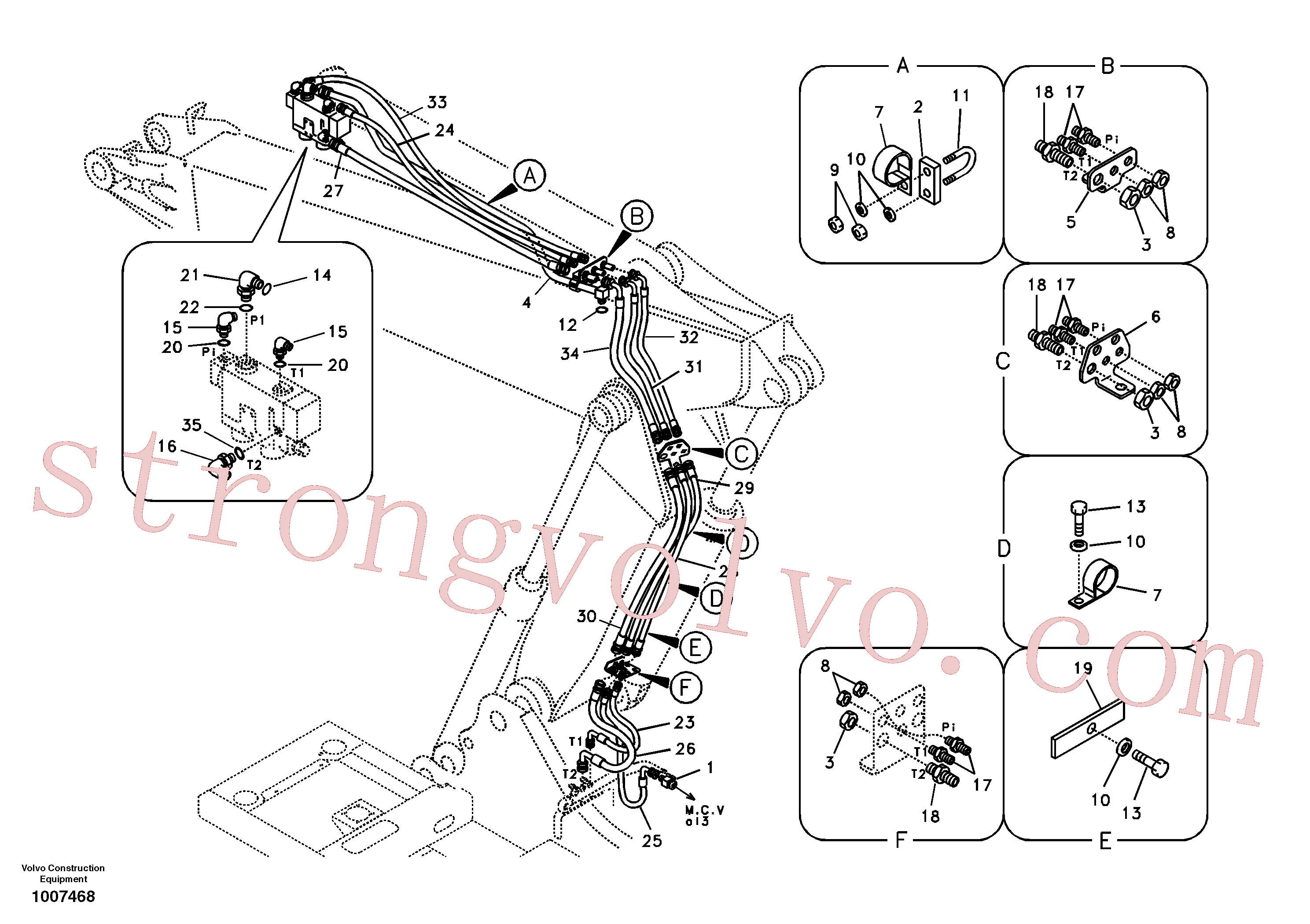 SA9453-03321 Volvo Hidráulica de serviço, ruptura do braço de afundamento para lança ajustável(1007468 Montagem)