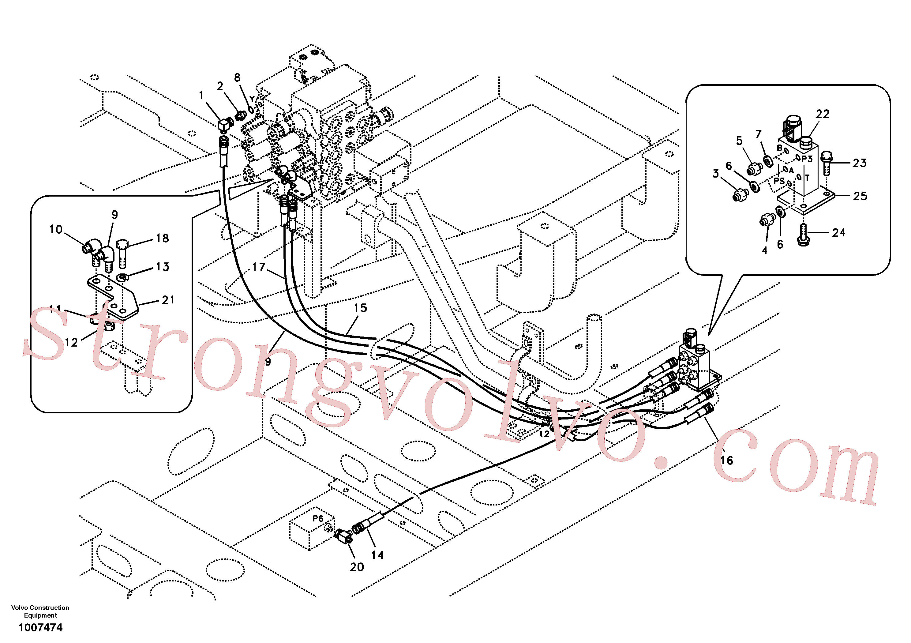 VOE14509484 Volvo Hidráulica de serviço, encaixe rápido na estrutura superior(1007474 Montagem)