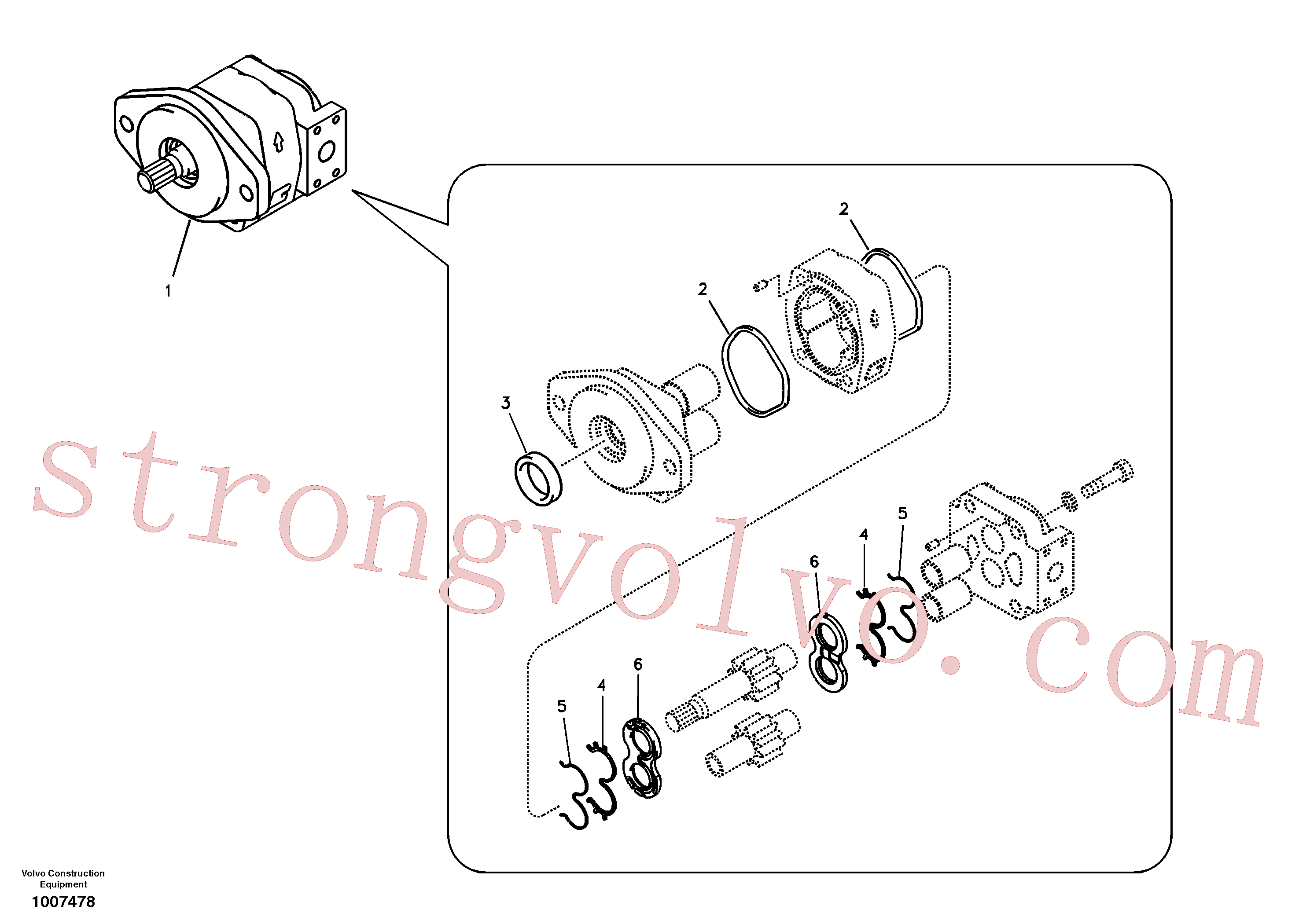 SA3912883169 Volvo Bomba de engrenagens hidráulica para montagem rápida e rotador(1007478 Montagem)