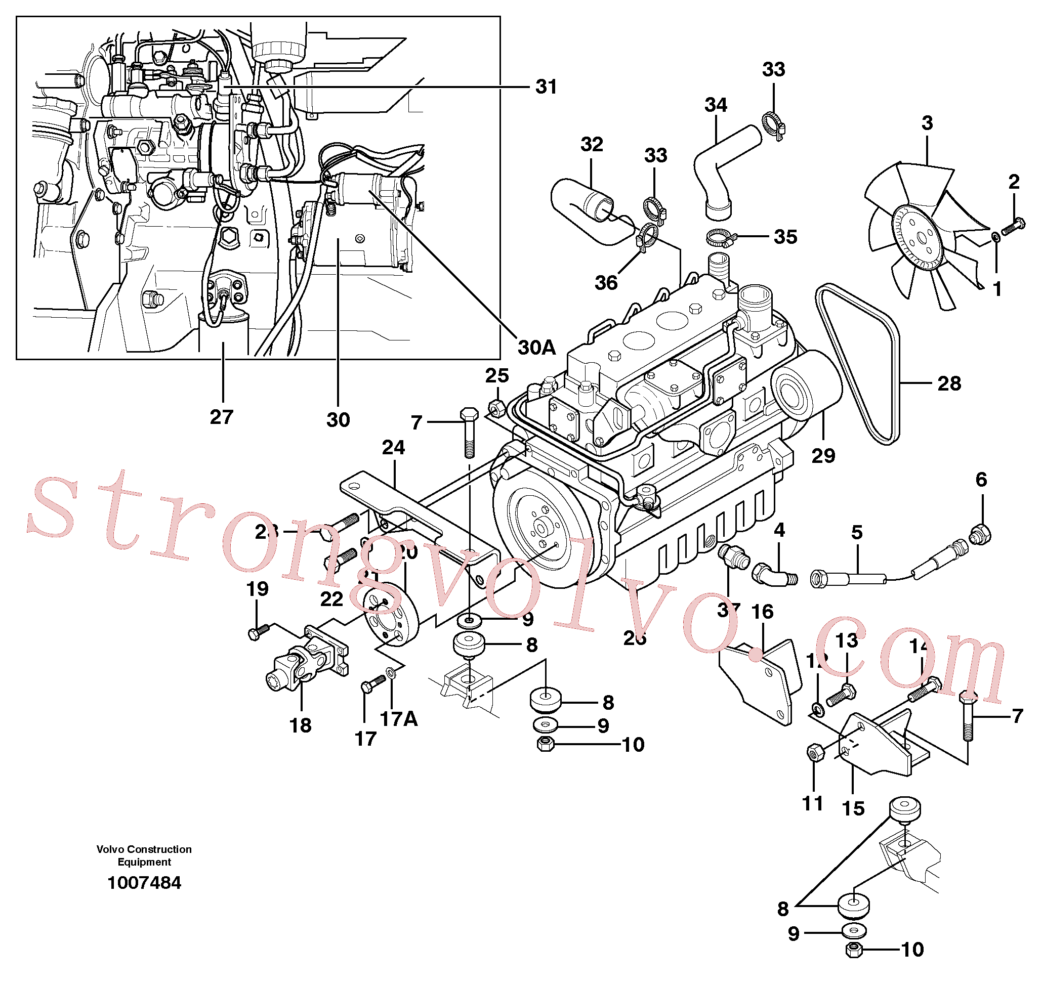 VOE955924 Volvo Suporte do motor(1007484 Montagem)