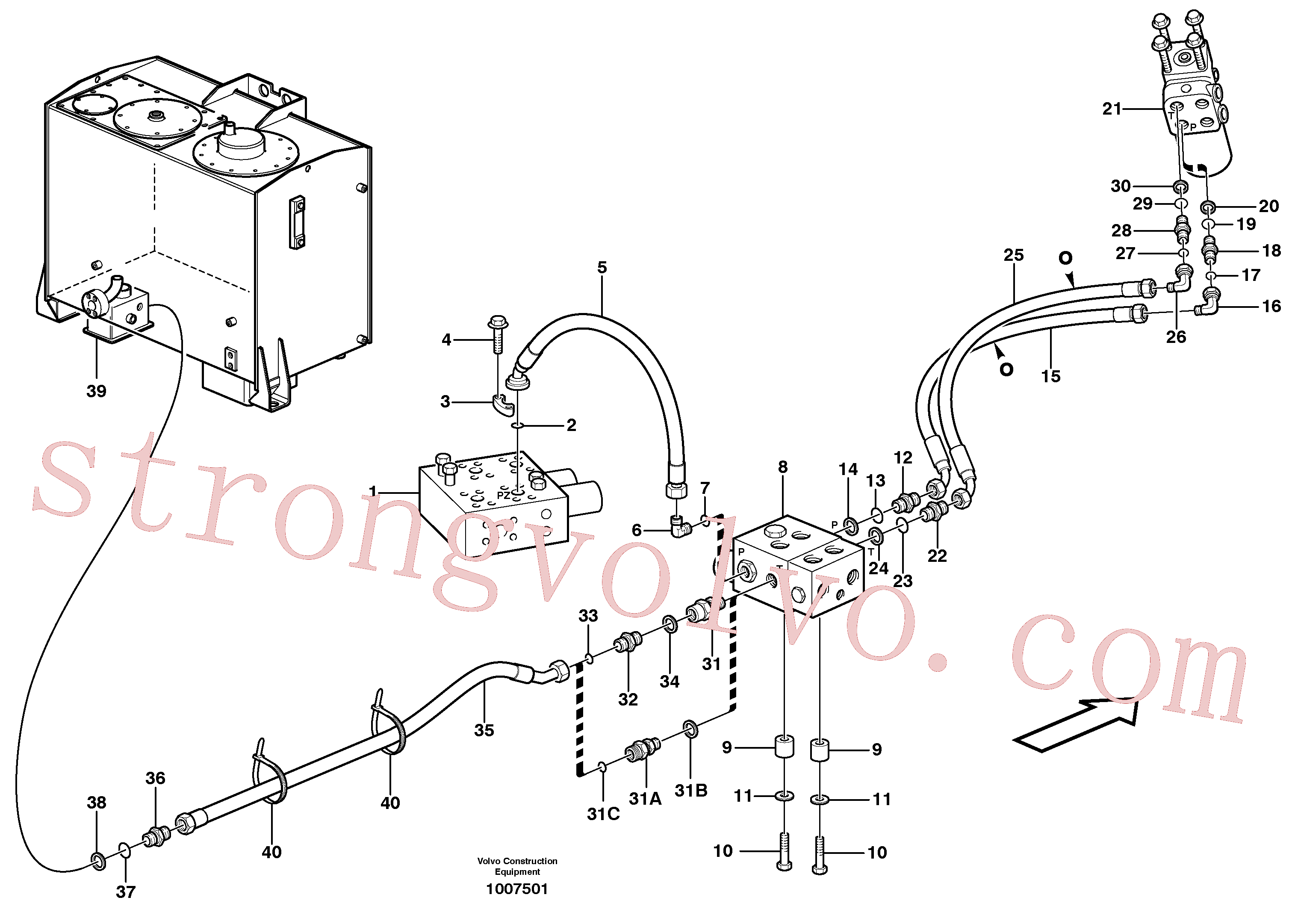 VOE13933881 Volvo Linhas do sistema da direcção, de pressão e de retorno(1007501 Montagem)