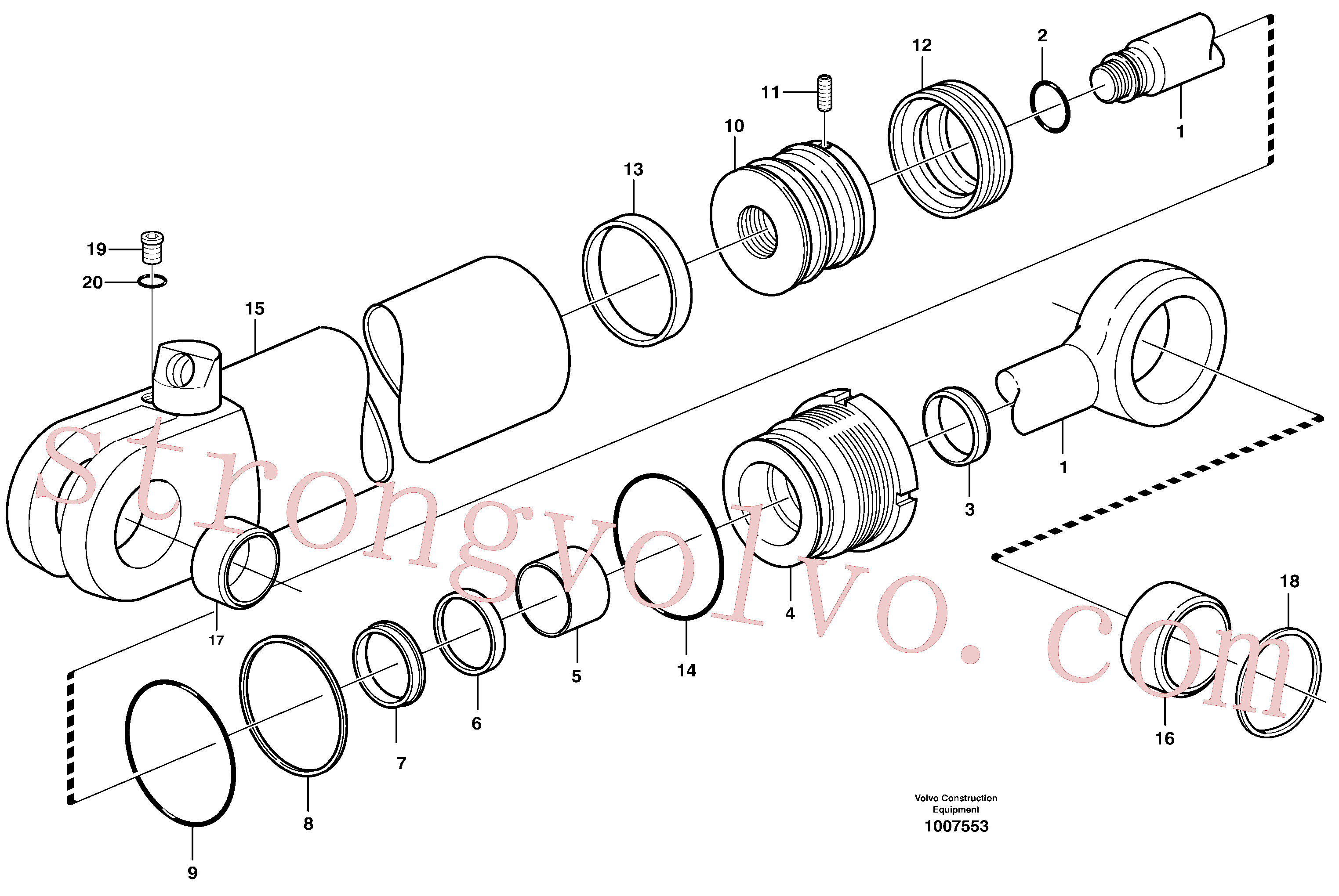 VOE984646 Volvo Cilindro do braço de afundamento(1007553 Montagem)