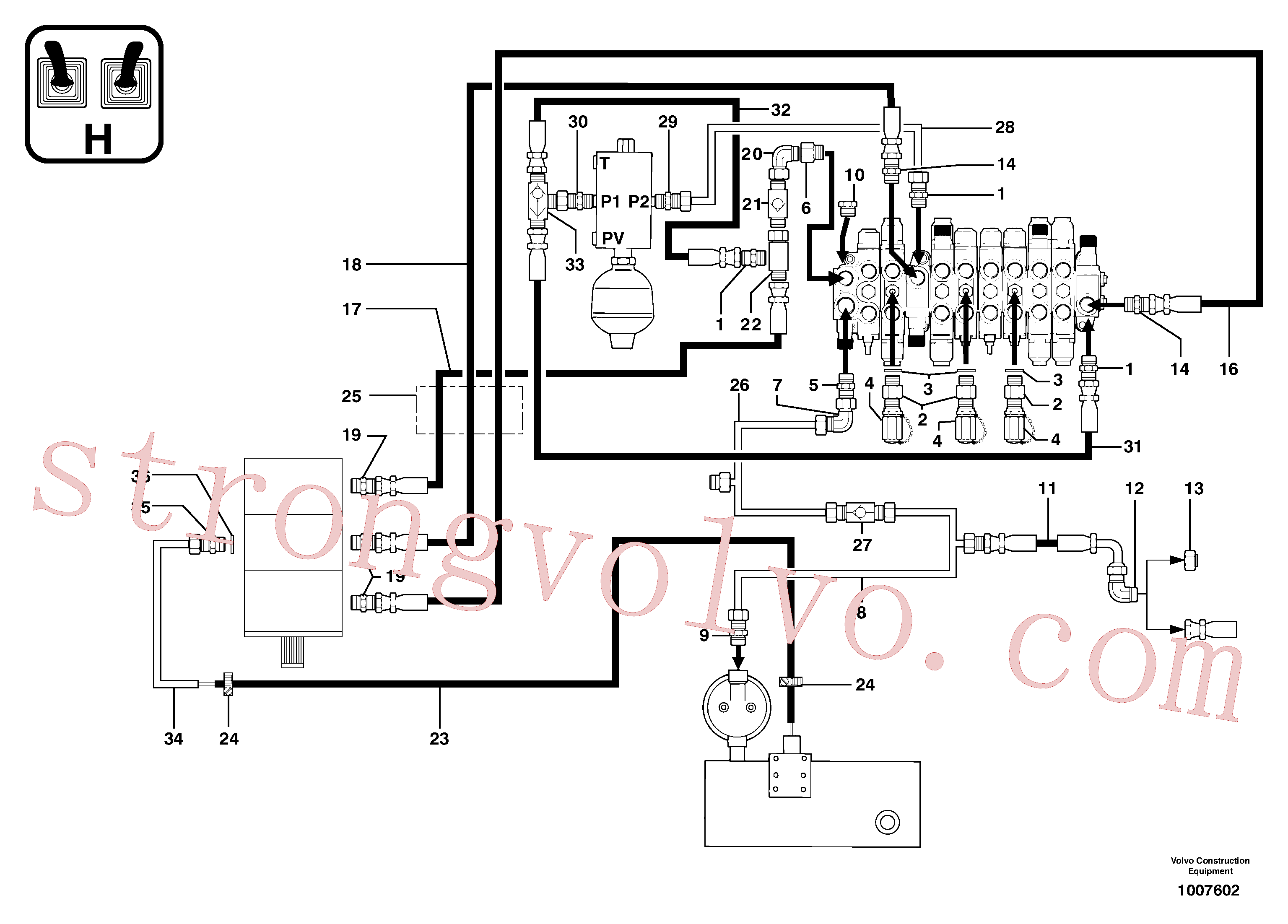 Atacado PJ4190455 High pressure hose Volvo escavadeira