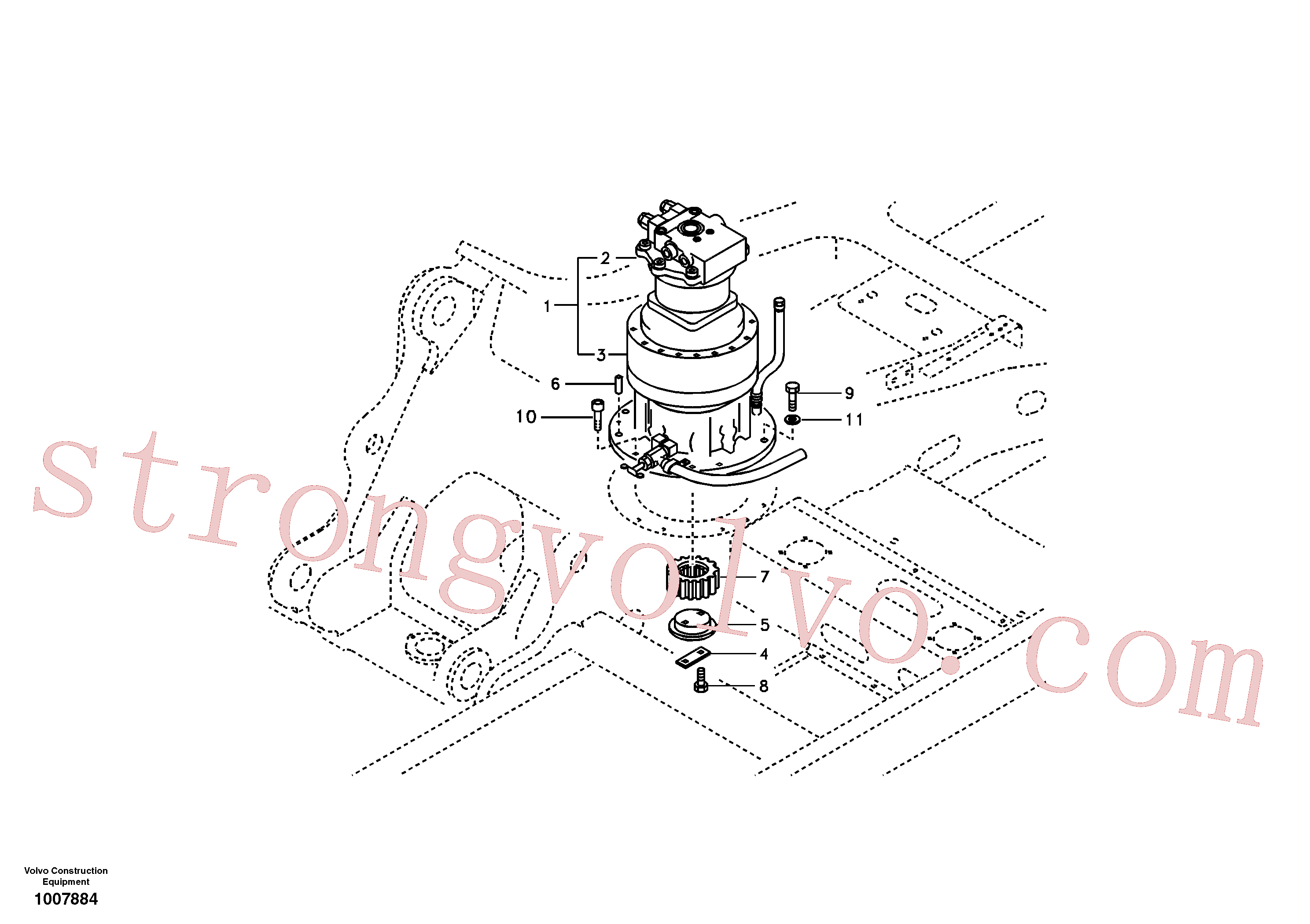 VOE14512786 Volvo Motor de rotação com peças de montagem(1007884 Montagem)