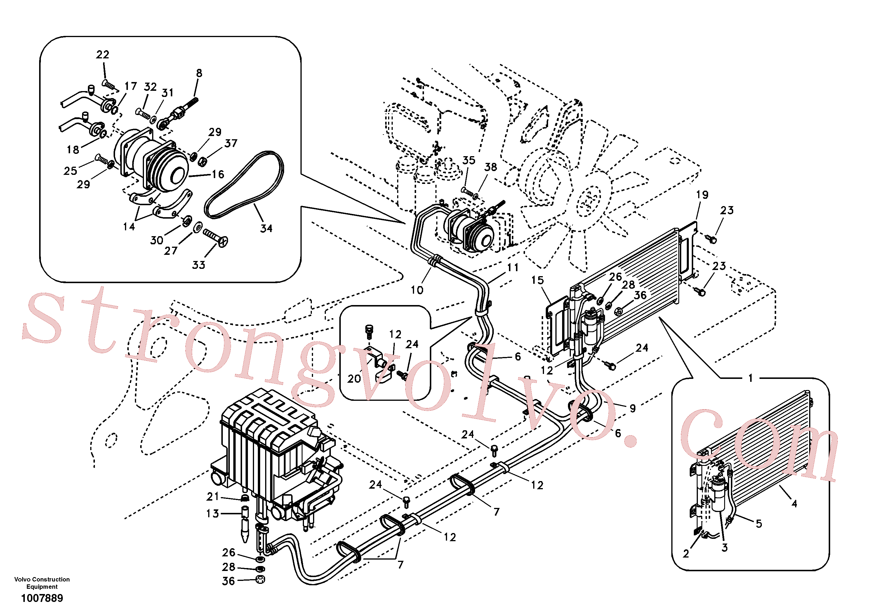 SA1048-00120 Volvo Linha da unidade do ar condicionado(1007889 Montagem)
